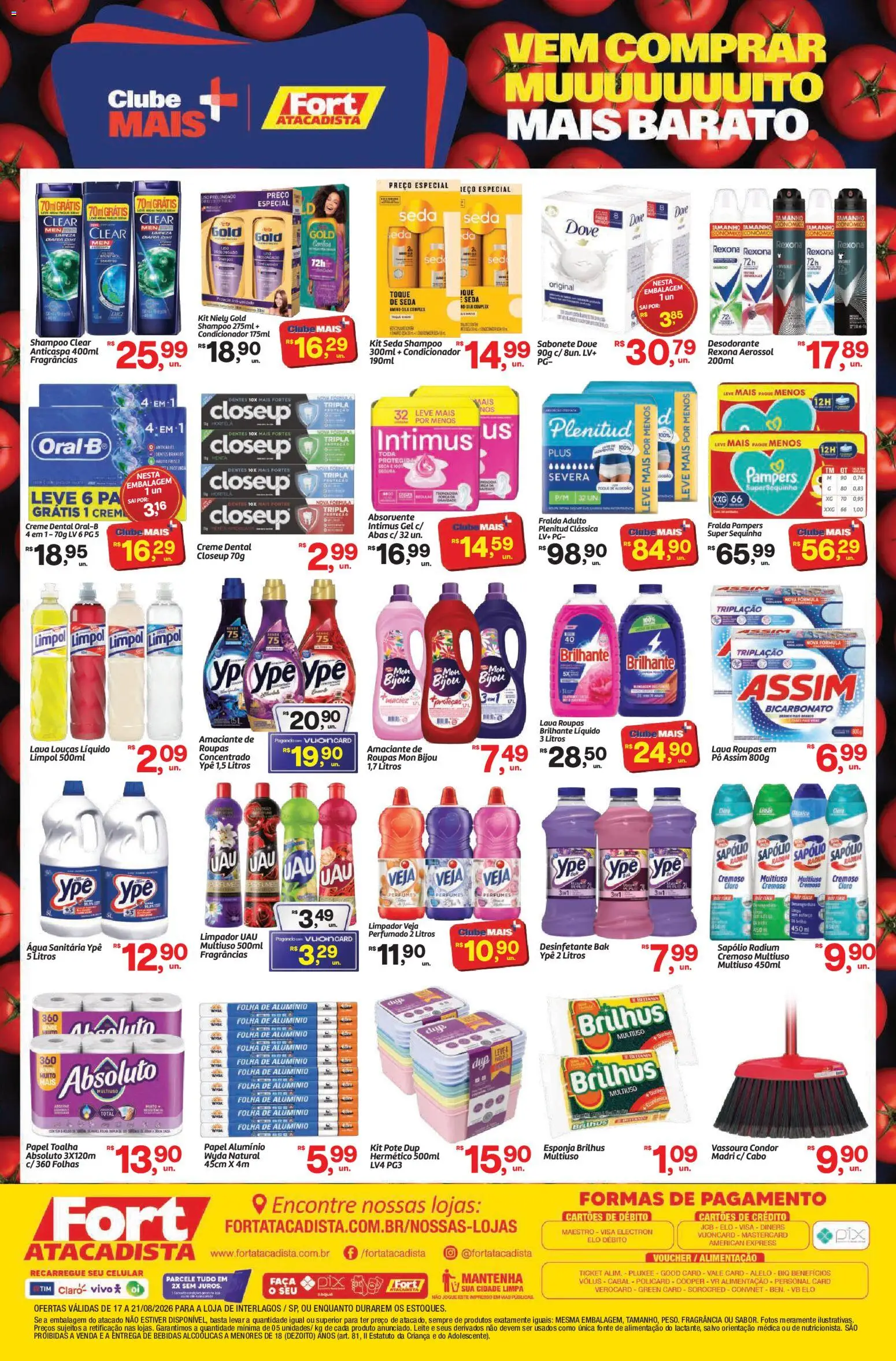 Fort Atacadista Folheto - válido de 17/08/2026 | Página: 4 | Produtos: Faca, Creme, Rexona, Vassoura