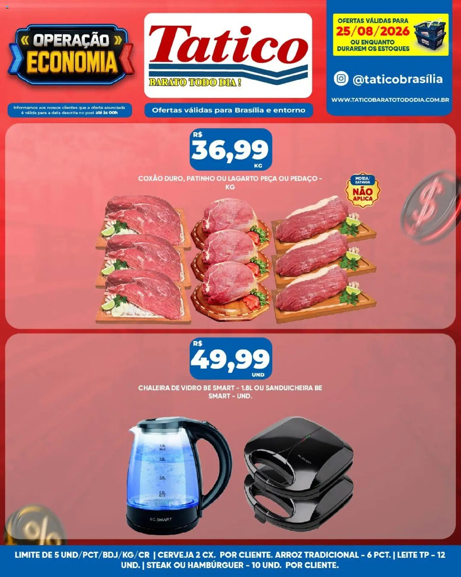 Tatico Folheto - válido de 25/08/2026 | Página: 13 | Produtos: Sanduicheira, Steak, Arroz, Hambúrguer
