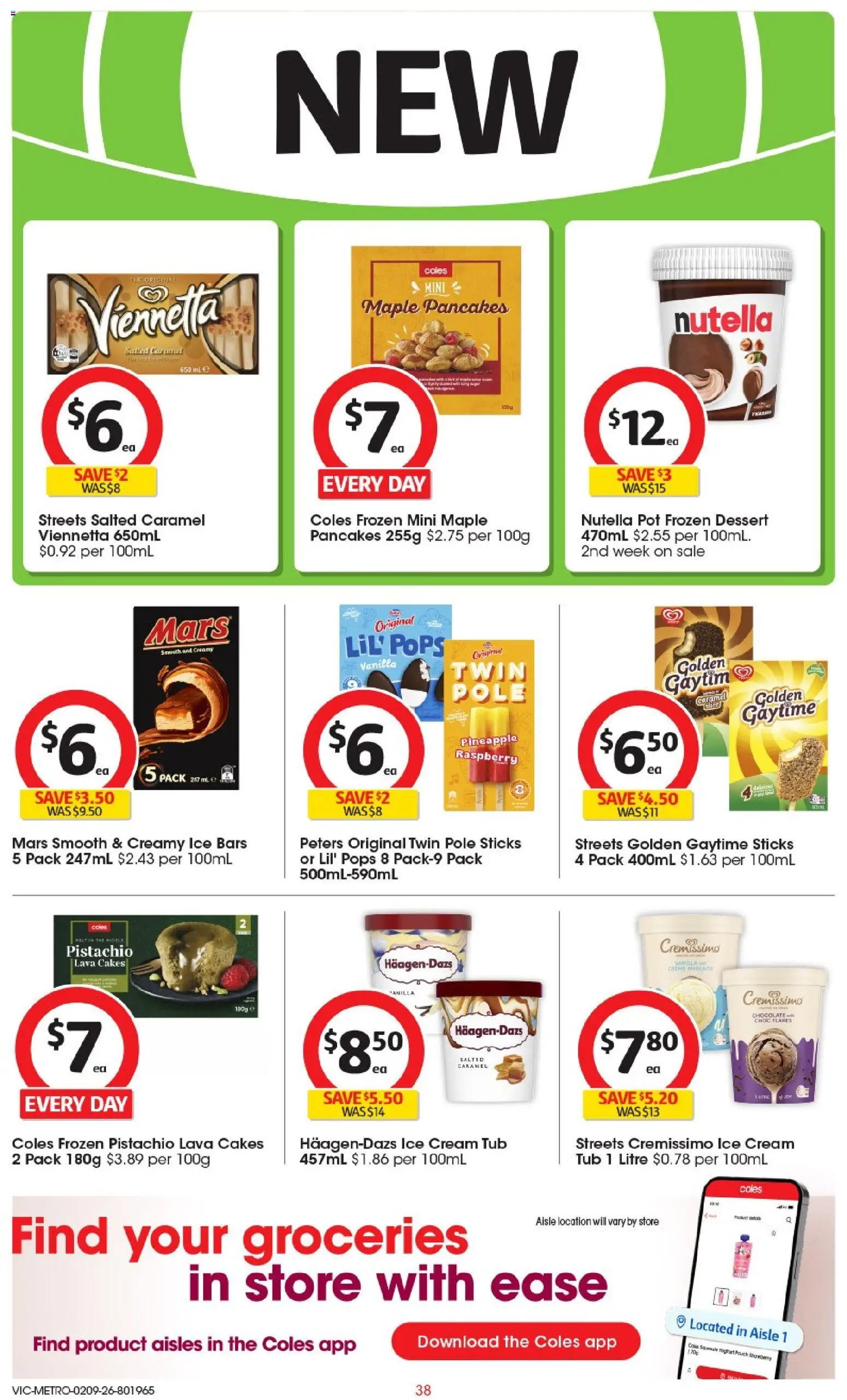 Coles catalogue - valid from 02/09/2026 | Page: 39 | Products: Häagen-Dazs, Flakes, Ice cream, Raspberry