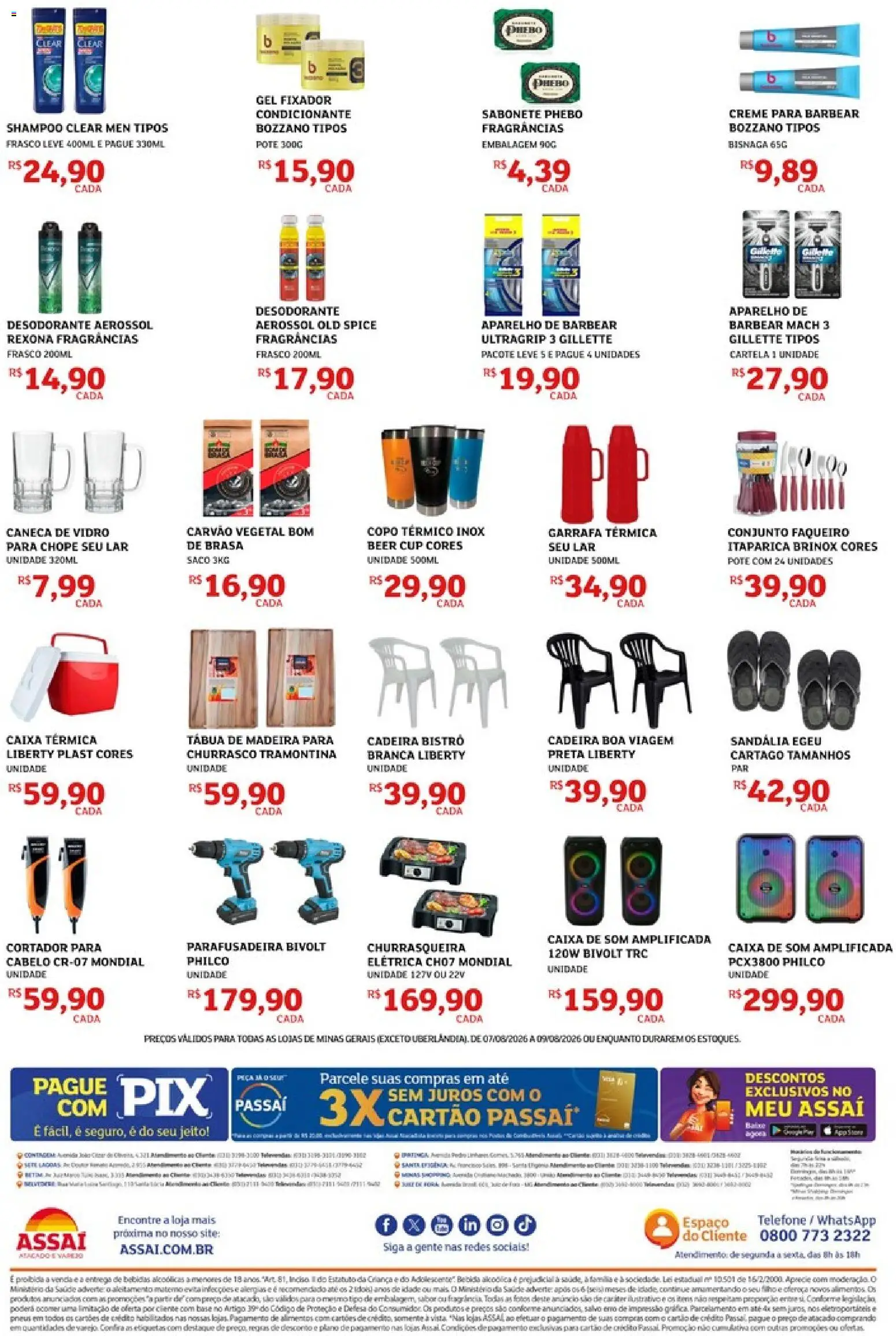 Assaí Atacadista Folheto - válido de 07/08/2026 | Página: 2 | Produtos: Pneus, Alimentos, Sabonete, Tábua