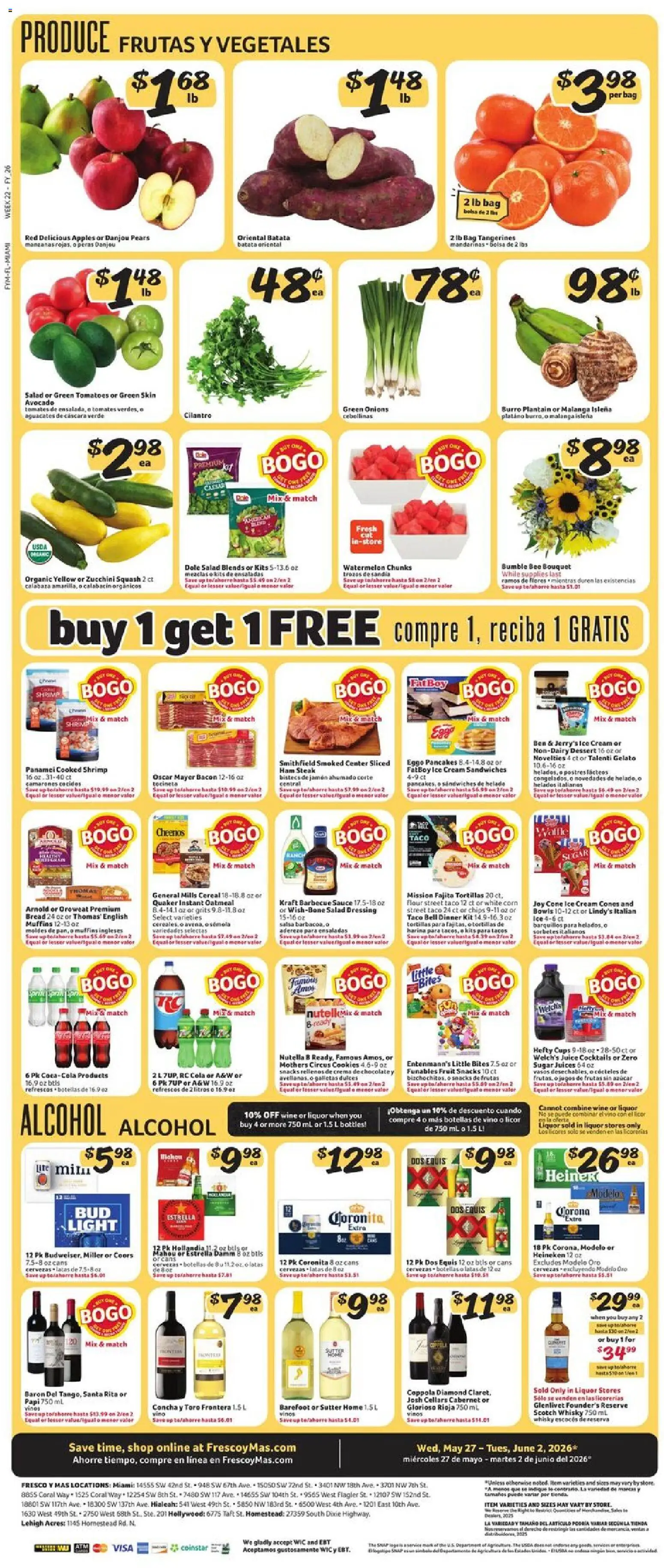 Fresco y Más Weekly Ad - valid from 27.05.2026 | Page: 5 | Products: Zucchini, Apples, Cream, Sugar