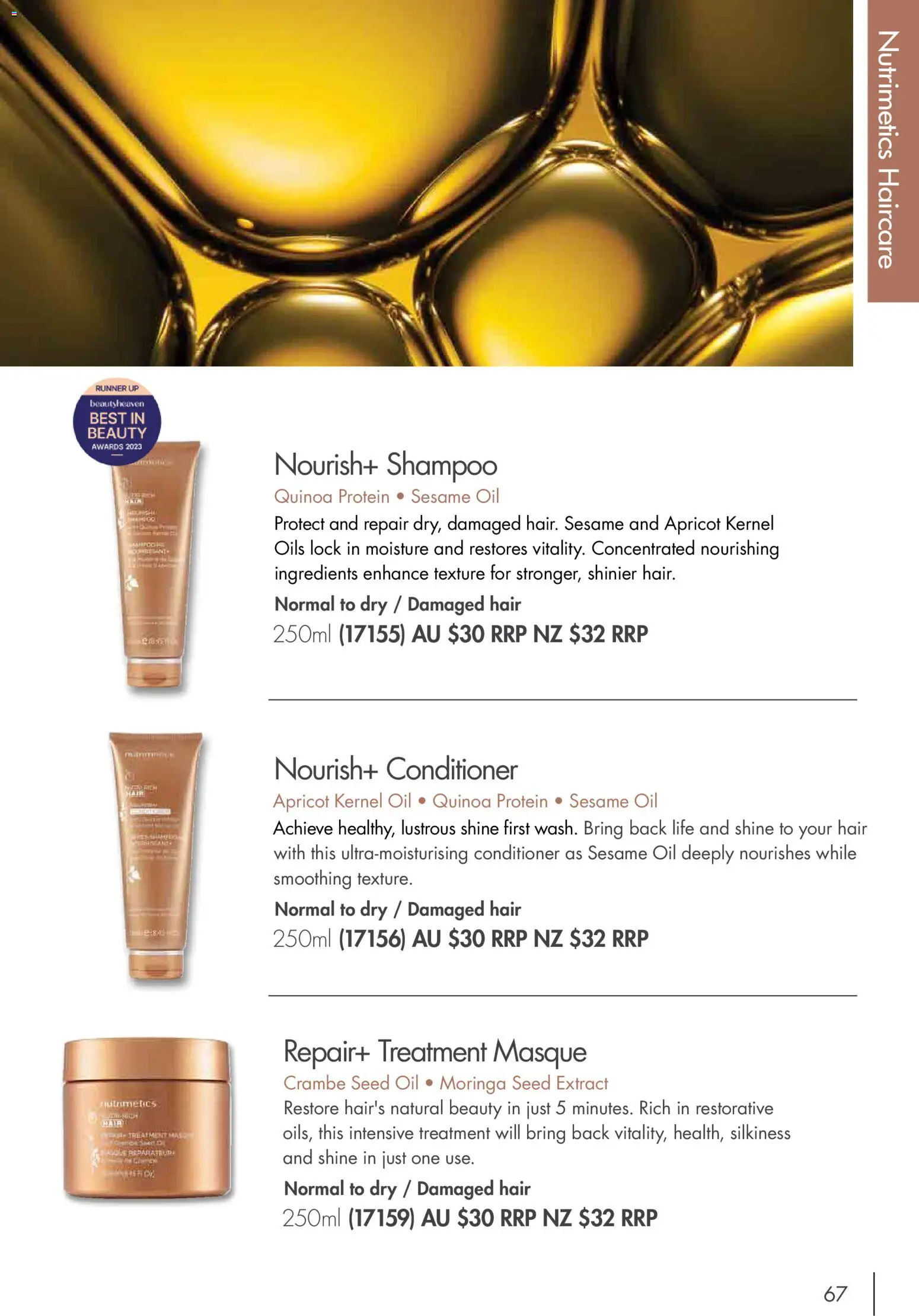 Nutrimetics catalogue - valid from 01/01/2026 | Page: 67 | Products: Sesame, Shampoo, Quinoa, Treatment