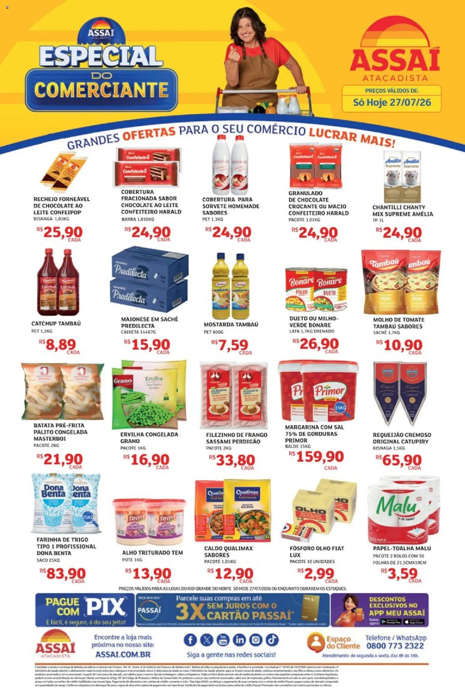 Assaí Atacadista Folheto - válido de 27/07/2026 | Página: 1 | Produtos: Ervilha, Chocolate, Maionese, Margarina
