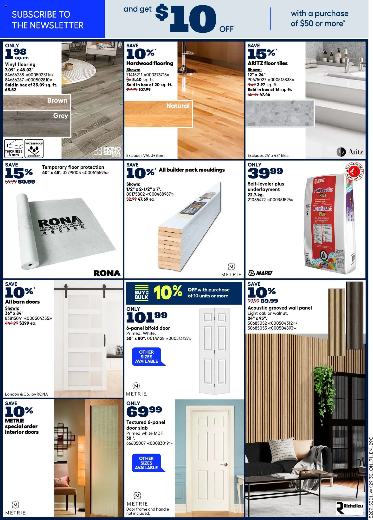 Rona flyer valid from Aug 13, 2026 | Page: 15 | Products: Interior doors, Tiles, Box, Door
