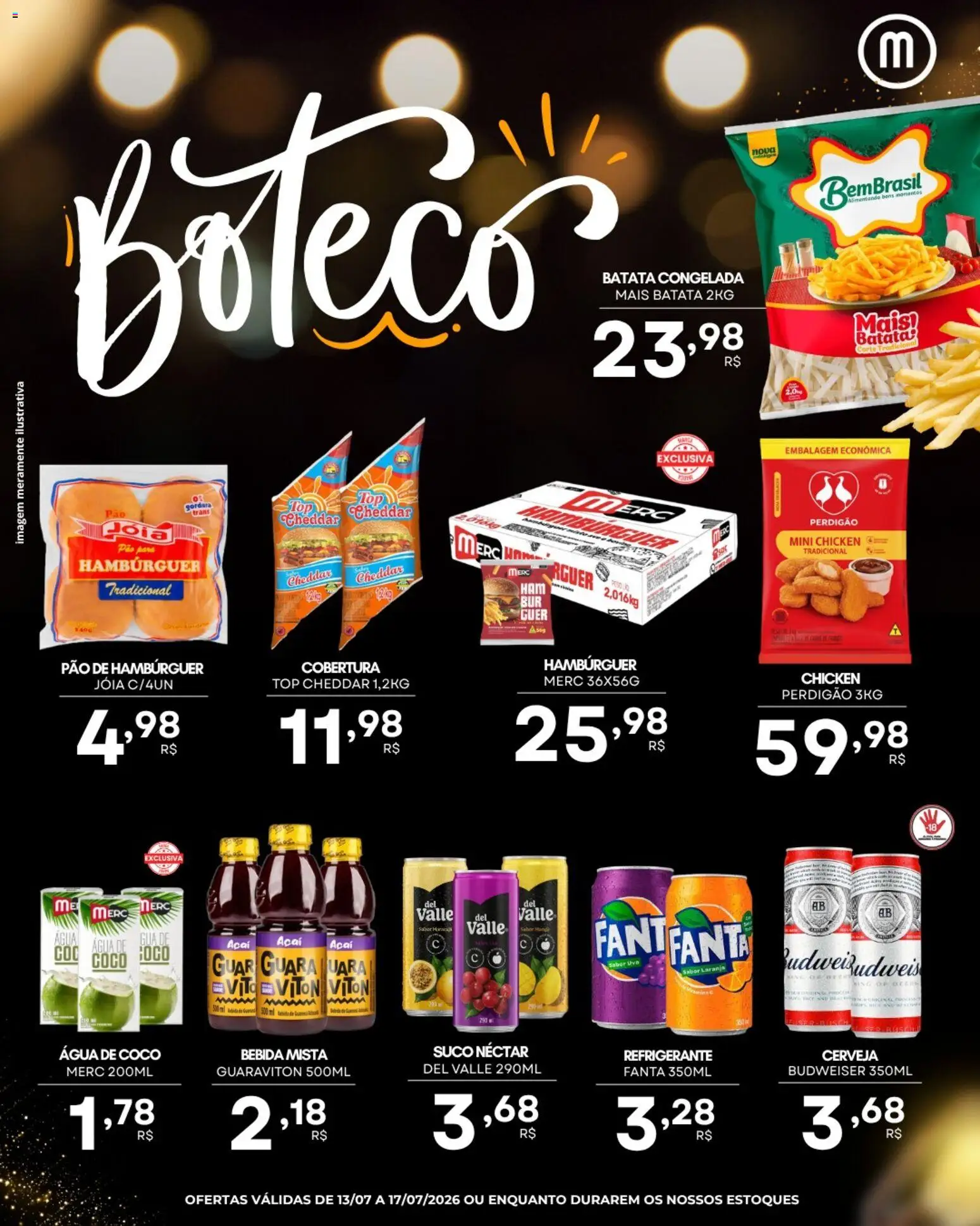 Mercadão Atacadista Folheto - válido de 13/07/2026 | Página: 4 | Produtos: Coco, Água de coco, Hambúrguer, Refrigerante