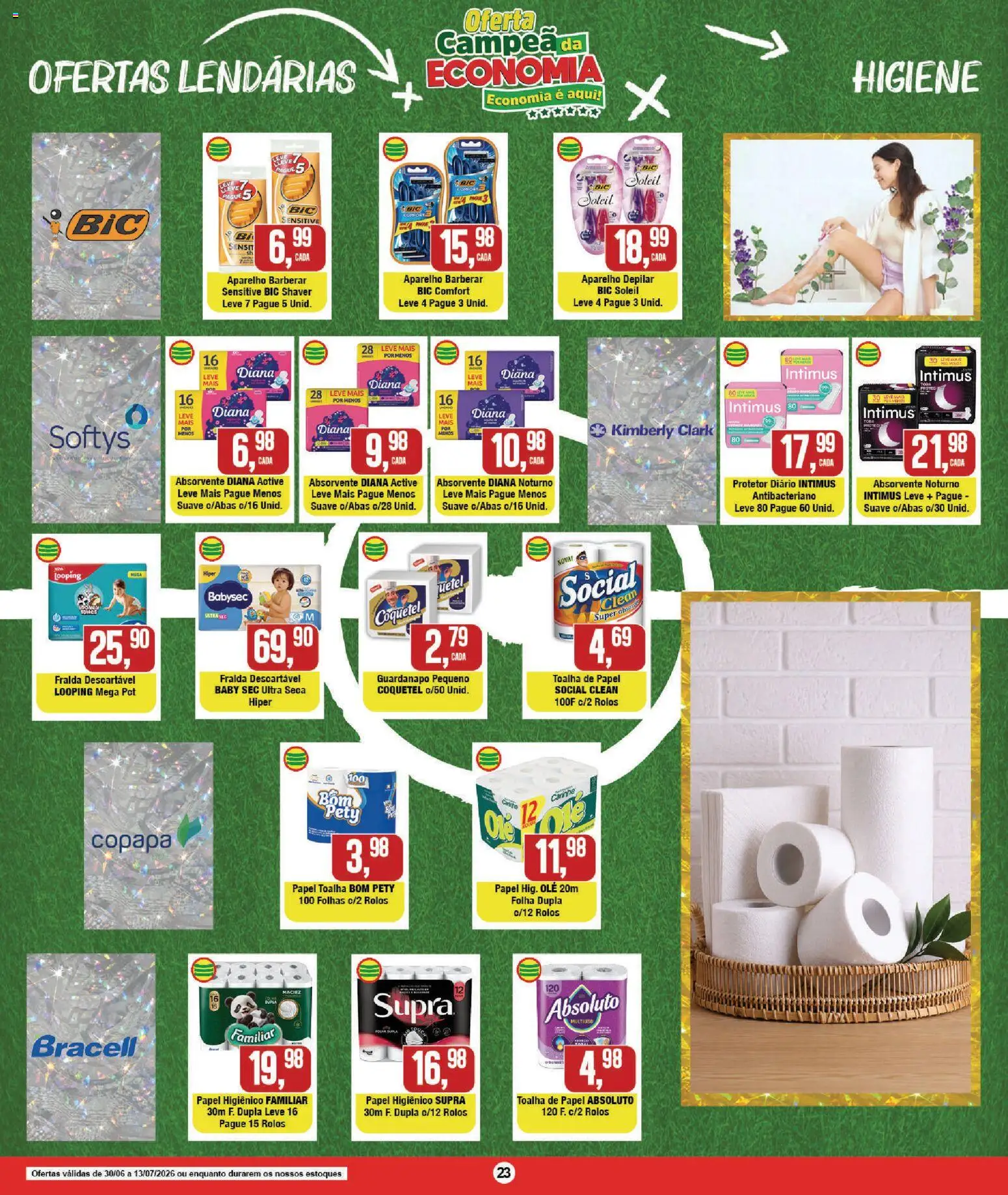 RedEconomia Folheto - válido de 13/07/2026 | Página: 23 | Produtos: Papel toalha, Absorvente, Papel higiênico, Guardanapo