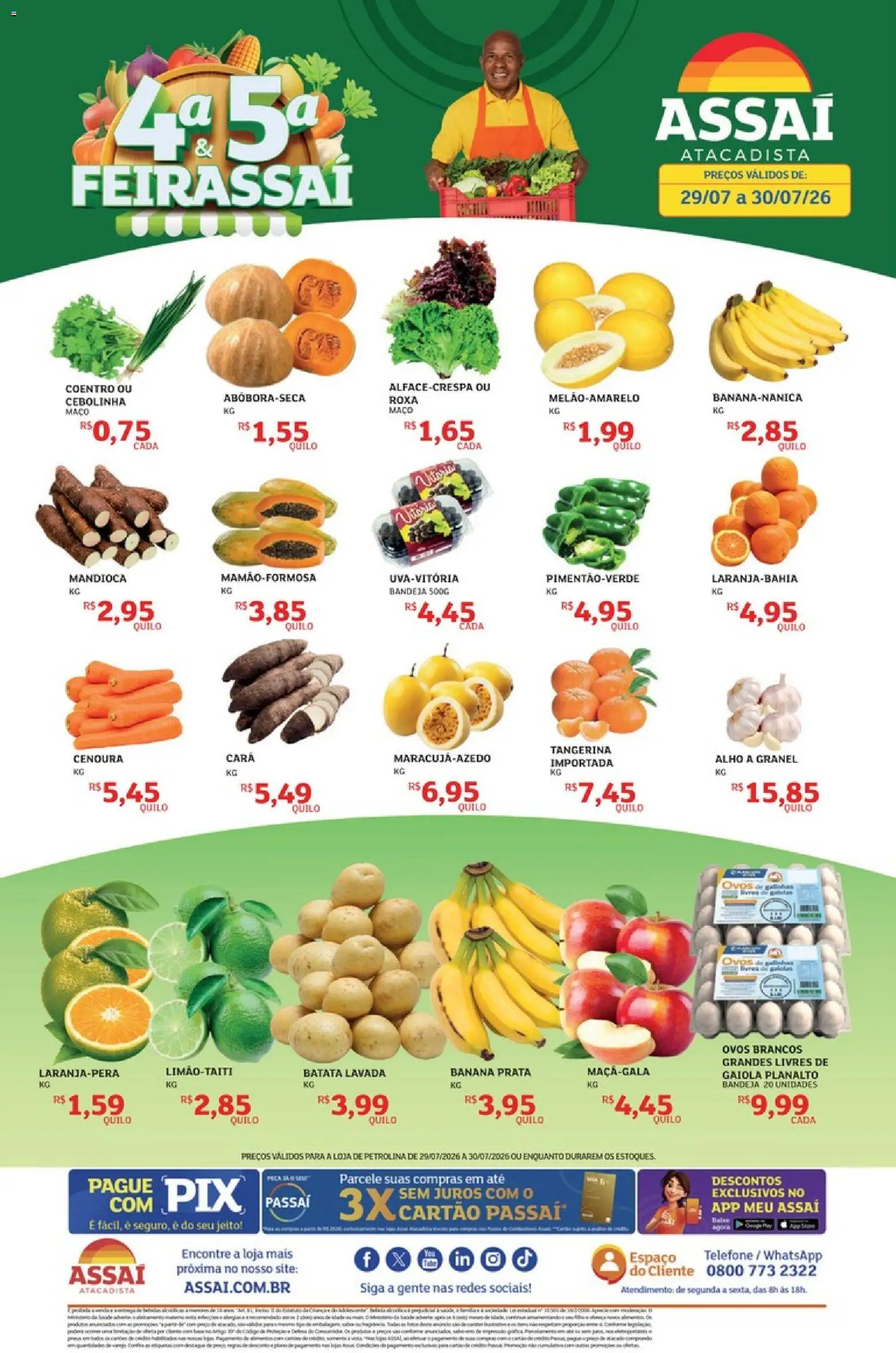 Assaí Atacadista Folheto - válido de 29/07/2026 | Página: 1 | Produtos: Ovos, Cenoura, Gaiola, Batata
