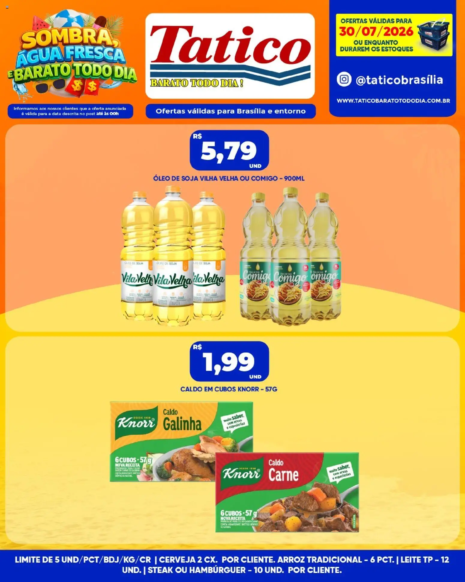 Tatico Folheto - válido de 30/07/2026 | Página: 2 | Produtos: Óleo, Cerveja, Arroz, Carne