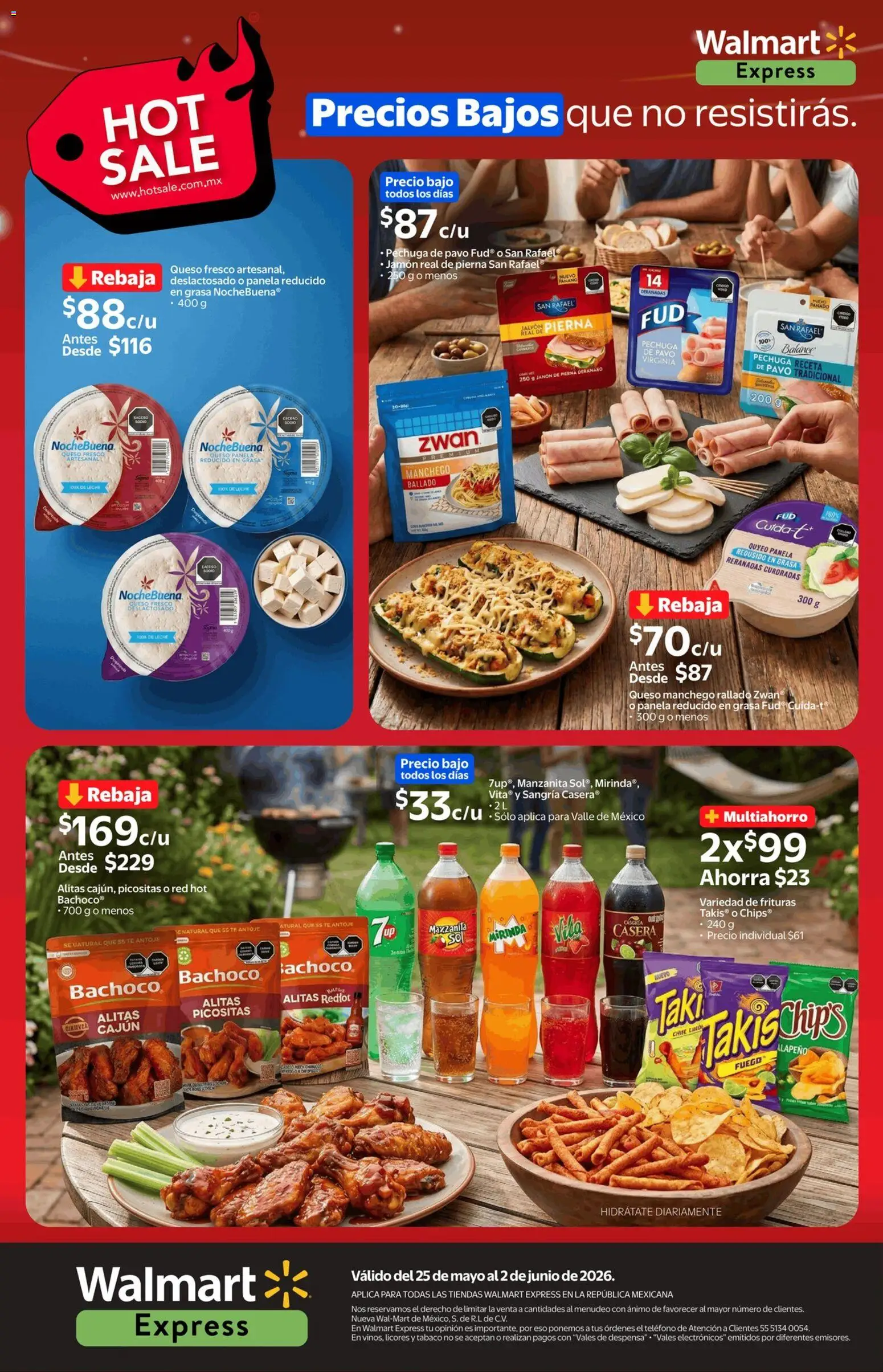 Nuevas ofertas de Walmart Express válidas en toda la República Mexicana desde el 25.05.2026. ¡Encuentra las mejores ofertas en Walmart Express Hot Sale! | Página: 10 | Productos: Queso, Jamón, Té, Teléfono
