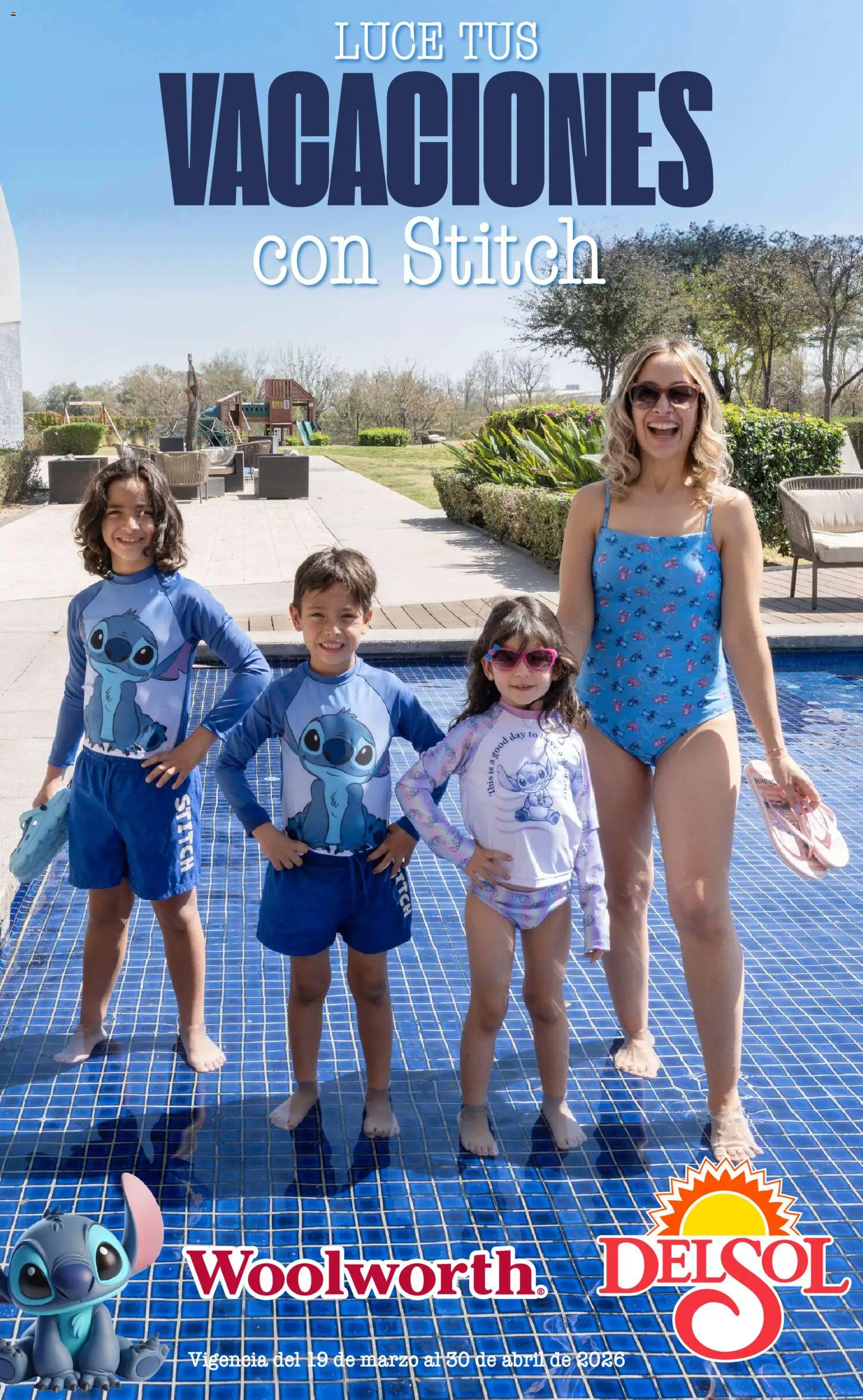 Nuevas ofertas de Del Sol y Woolworth válidas en toda la República Mexicana desde el 19.03.2026. ¡Encuentra las mejores ofertas en Del Sol y Woolworth catálogo Luce tus Vacaciones con Stitch! | Página: 1