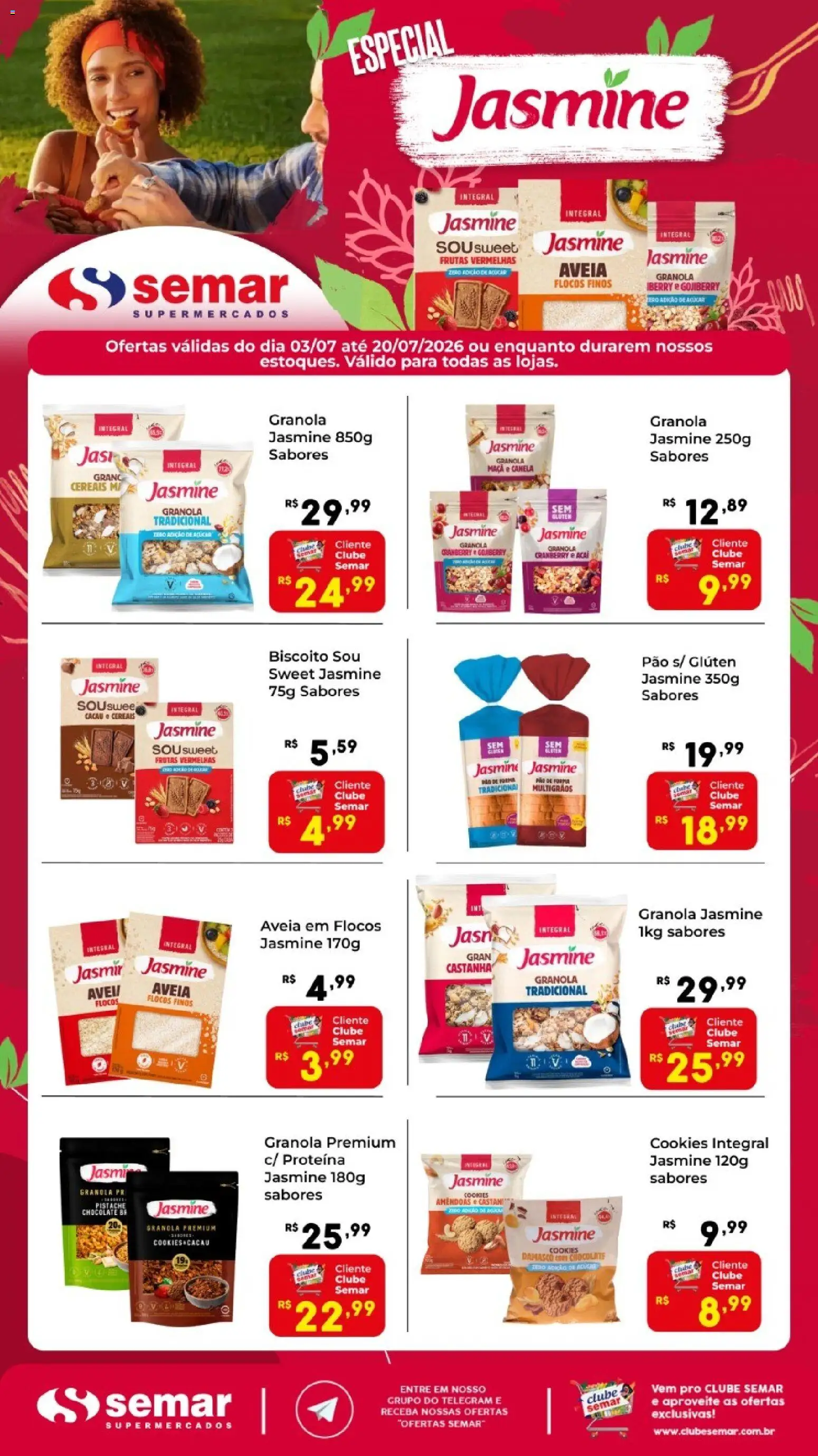 Semar Supermercado Folheto - válido de 03/07/2026 | Página: 1 | Produtos: Damasco, Pão, Chocolate, Aveia