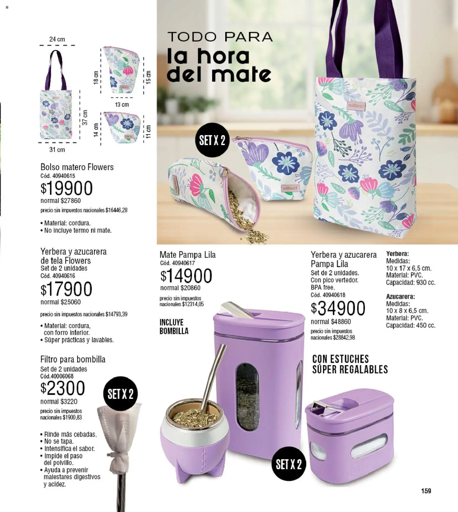 Millanel - Catálogo │ válido desde el 20/07/2026 | Página: 183 | Productos: Yerbera, Azucarera, Bombilla, Bolso