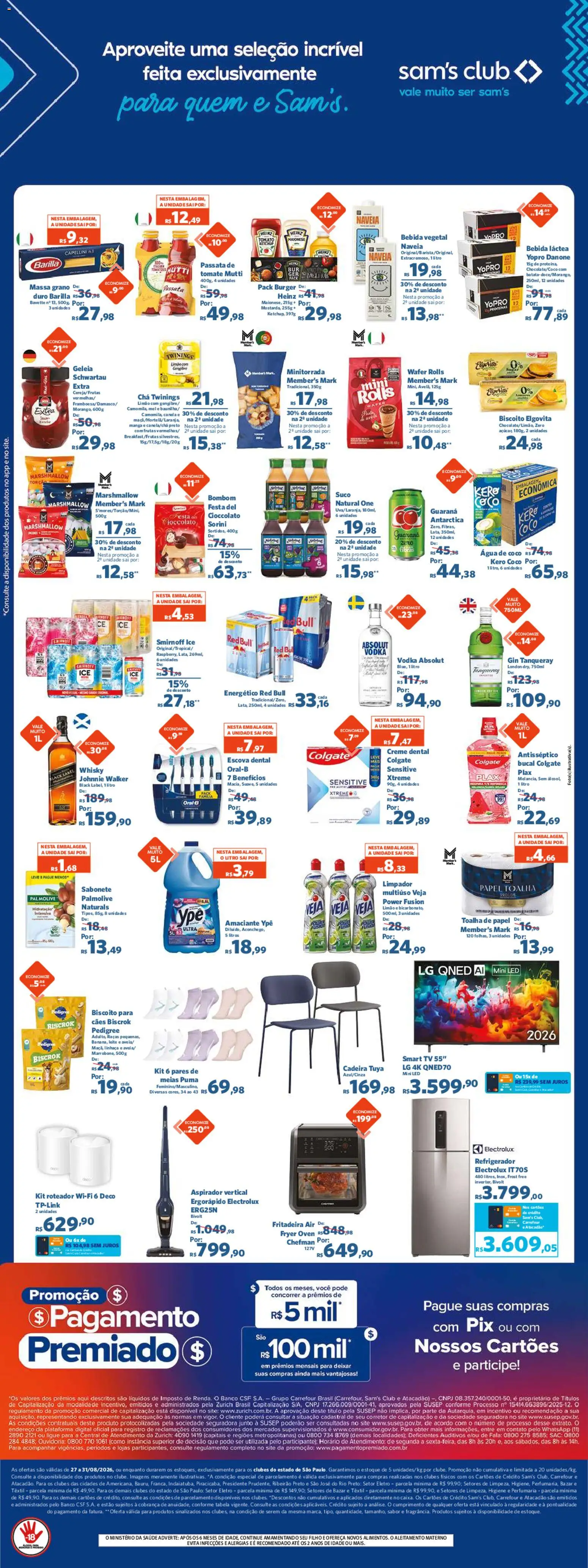 Sam's Club Folheto - válido de 27/08/2026 | Página: 2 | Produtos: Gengibre, smart TV, Guaraná, Leite