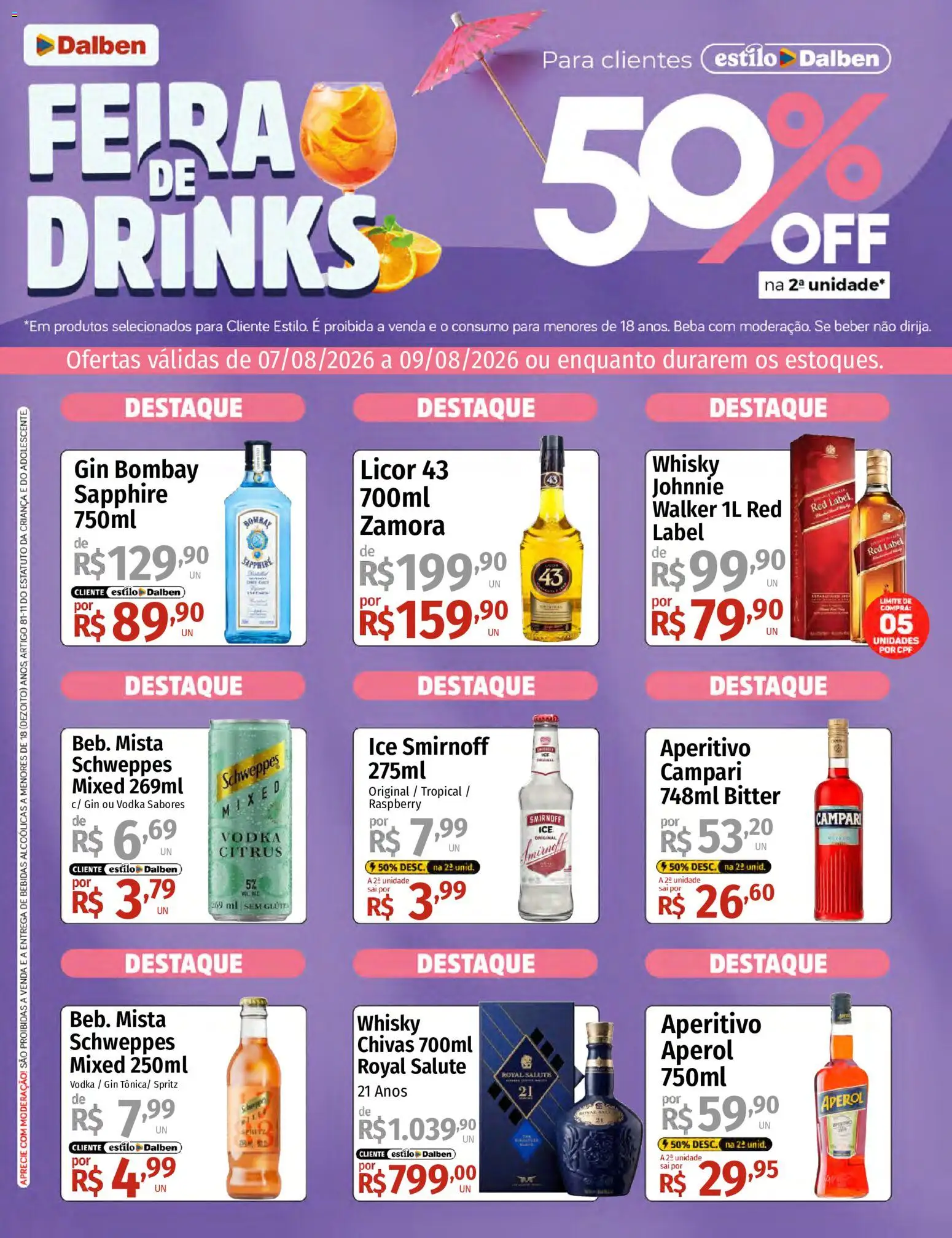 Supermercado Dalben Folheto - válido de 14/08/2026 | Página: 1 | Produtos: Licor, Licor 43, Bebidas, Gin