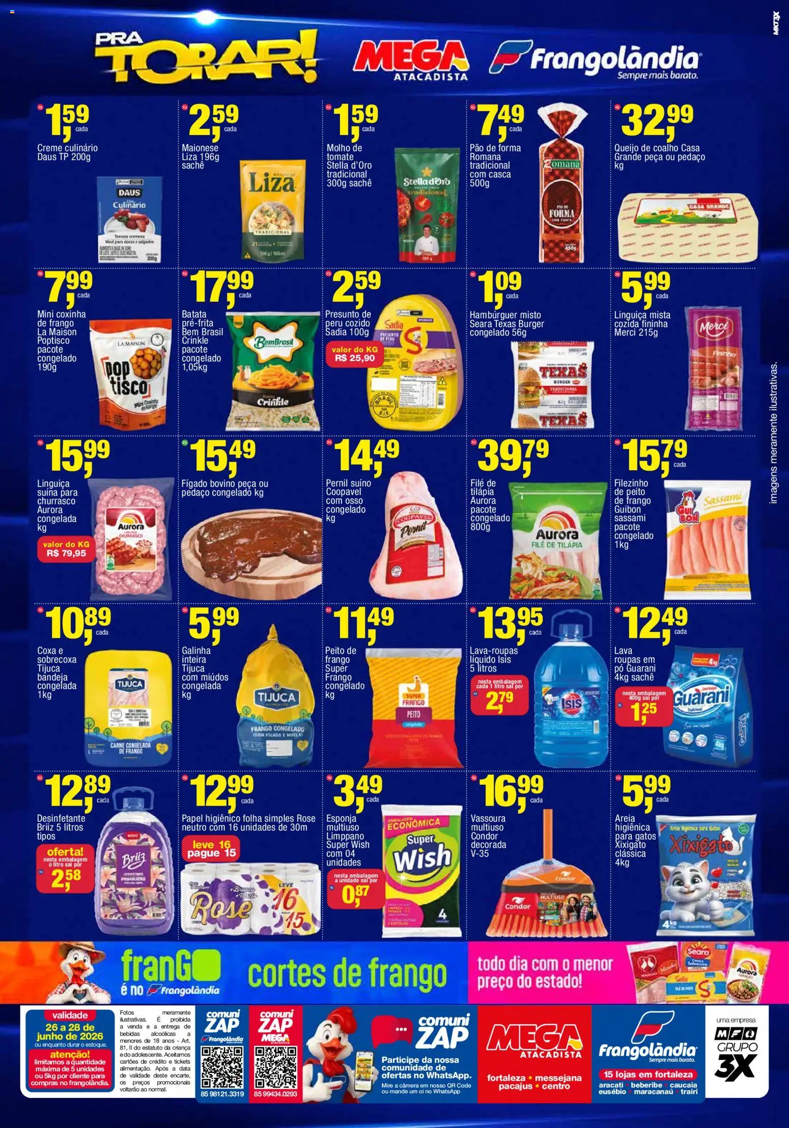 Frangolândia Folheto - válido de 26/06/2026 | Página: 2 | Produtos: Pão, Carne, Doces, Desinfetante