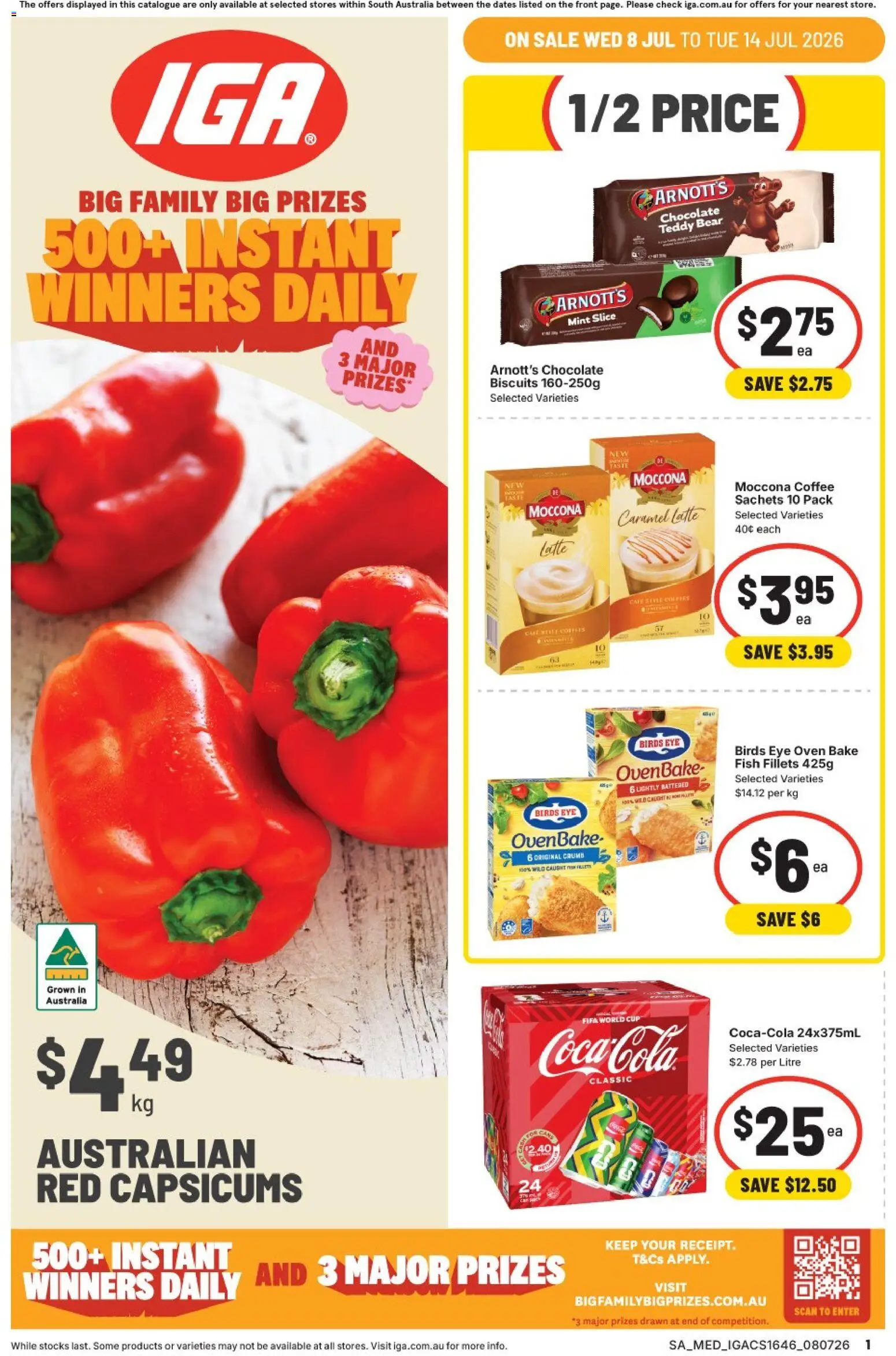 IGA catalogue - valid from 08/07/2026 | Page: 1 | Products: Coffee, Chocolate, Moccona, Oven
