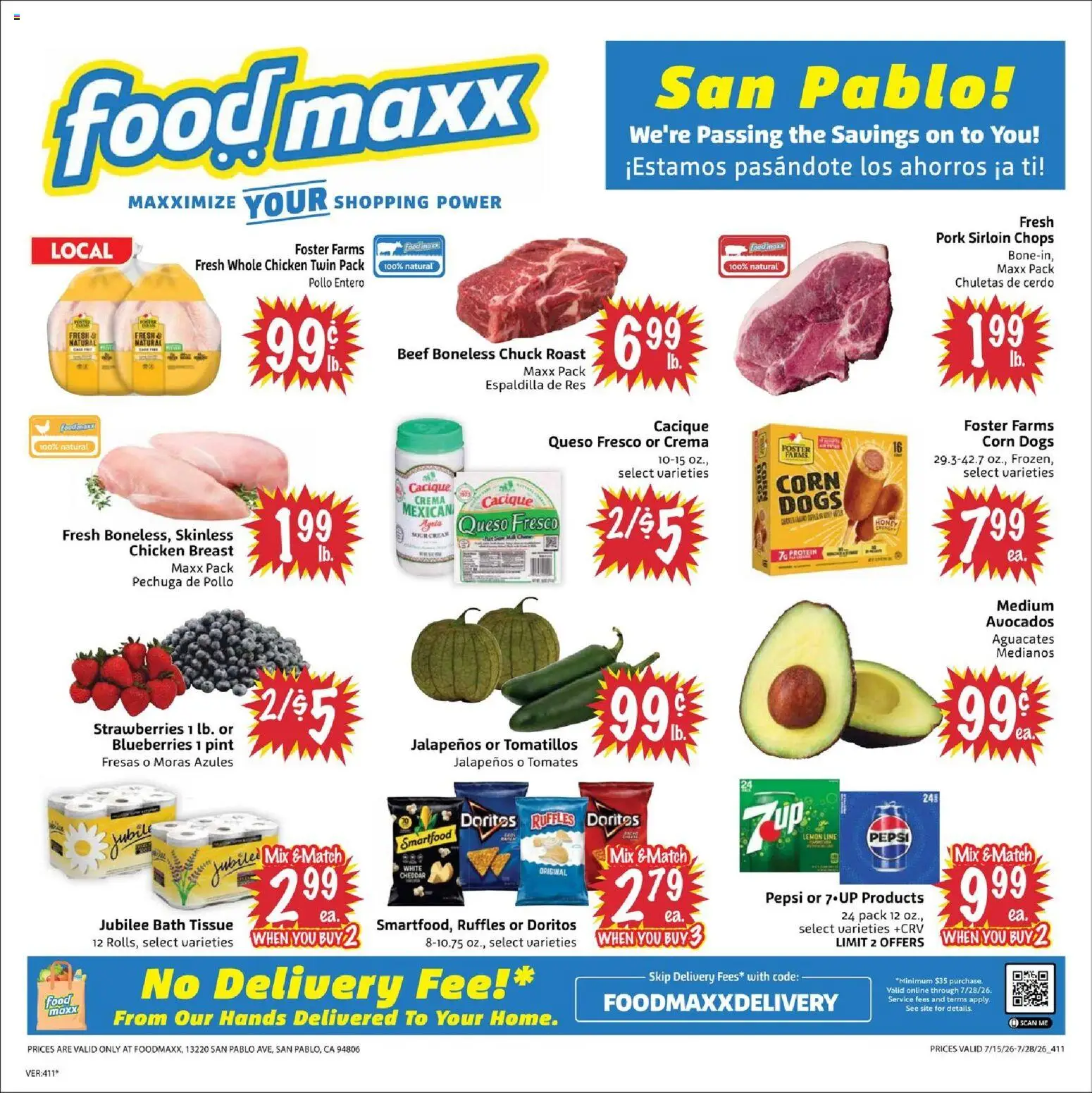 FoodMaxx Weekly Ad - CA - valid from 07/15/2026 | Page: 1 | Products: Corn, Beef, Strawberries, Cream