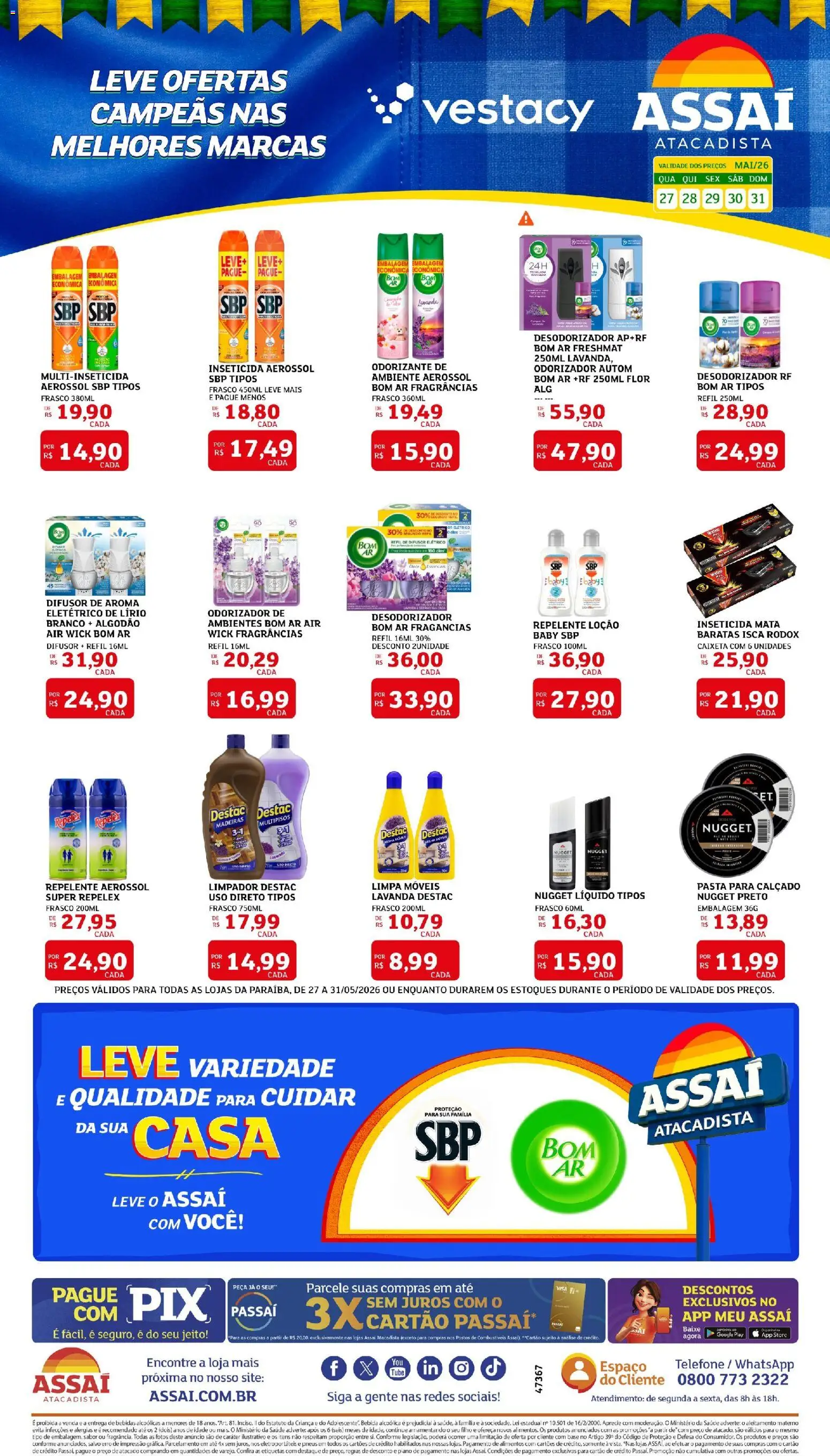 Assaí Atacadista Folheto - válido de 27.05.2026 | Página: 1 | Produtos: Difusor, Madeiras, Pasta, Bebida