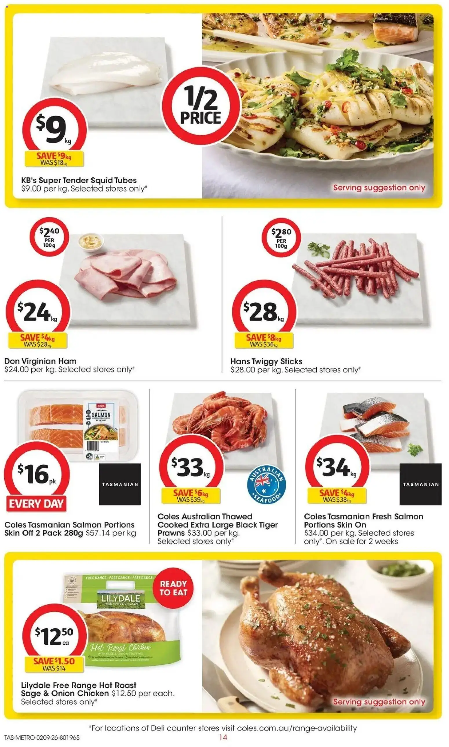 Coles catalogue - valid from 02/09/2026 | Page: 14 | Products: Ham, Seafood, Onion, Roast