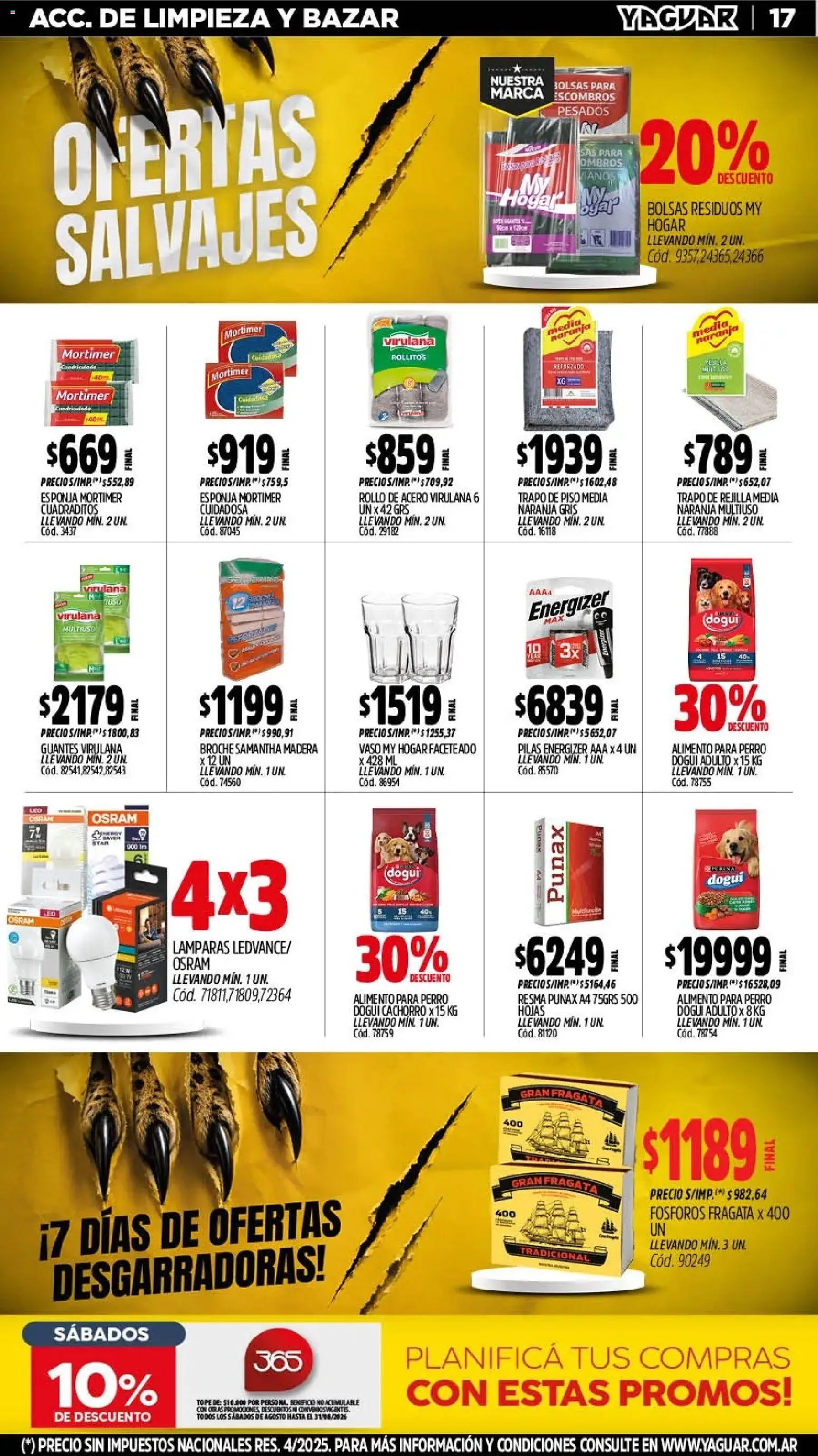 Yaguar - Oferta Semanal General Roca │ válido desde el 03/08/2026 | Página: 19 | Productos: Trapo de piso, Fósforos, Rejilla, Esponja