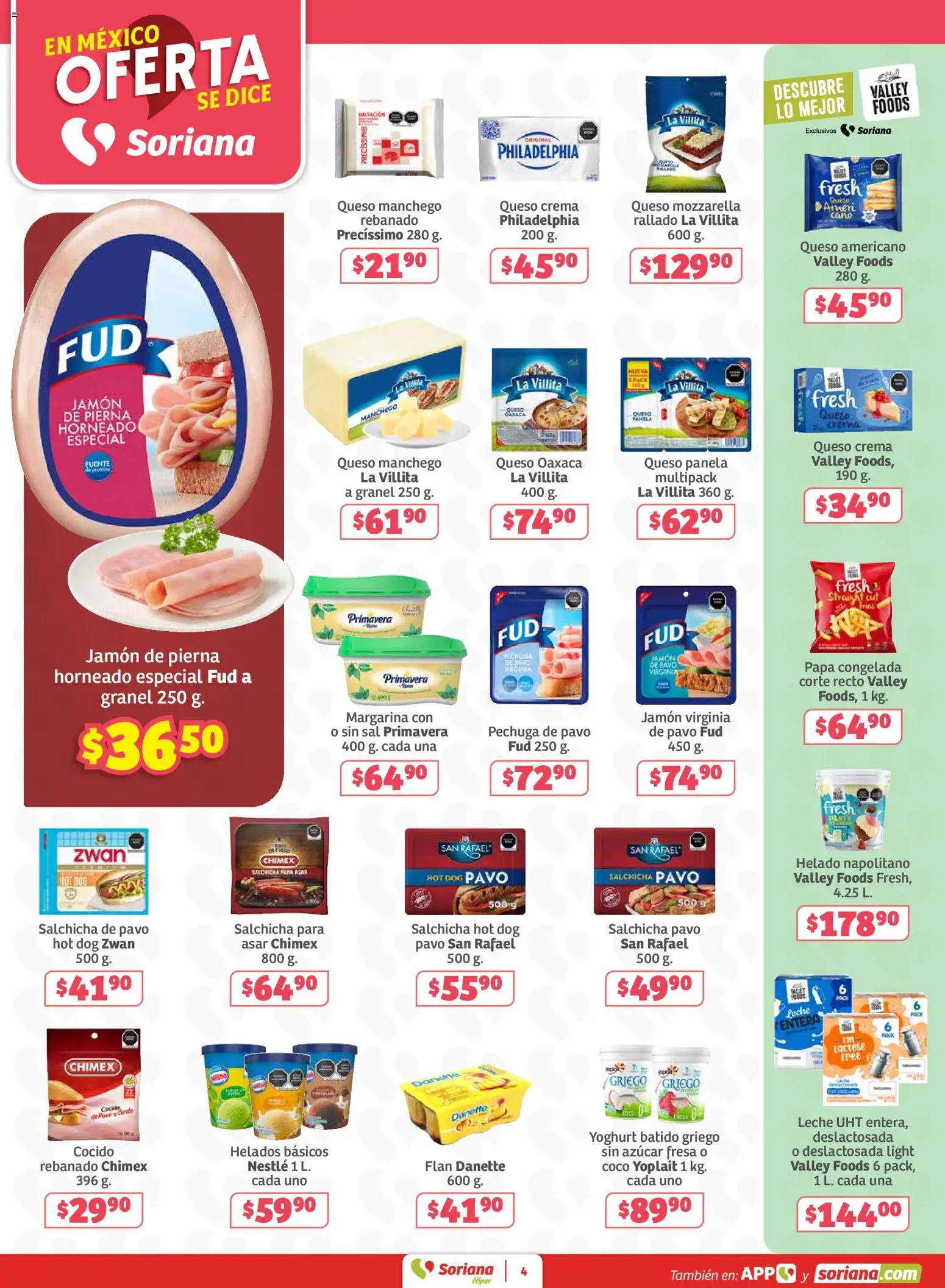 Nuevas ofertas de Soriana válidas en toda la República Mexicana desde el 31/07/2026. ¡Encuentra las mejores ofertas en Soriana Oferta se dice Soriana Híper Nacional! | Página: 4 | Productos: Fresa, Papa, Crema, Queso