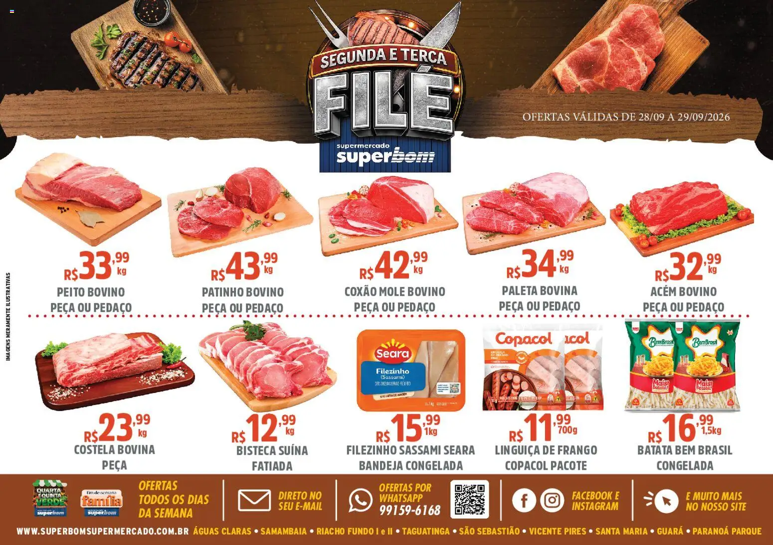 Superbom Folheto - válido de 28/09/2026 | Página: 1 | Produtos: Coxão mole, Linguiça, Bandeja, Batata