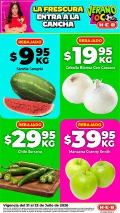 Vista previa de H-E-B folleto Fruta y venduras, nuevo folleto de la tienda, válido en México a partir del 21/07/2026