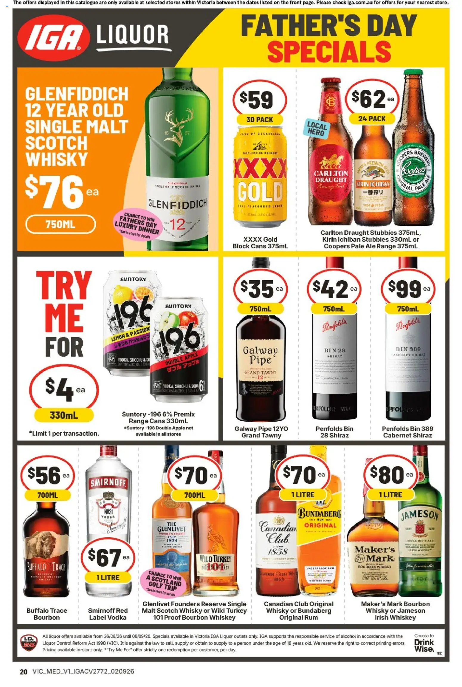 IGA catalogue - valid from 02/09/2026 | Page: 2 | Products: Vodka, Scotch, Press, Glenfiddich 12