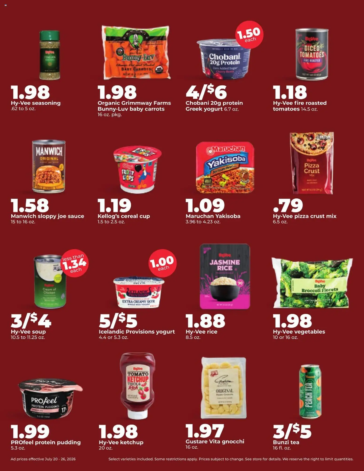 HyVee Weekly Ad - valid from 07/20/2026 | Page: 4 | Products: Pizza, Tomatoes, Tea, Sauce