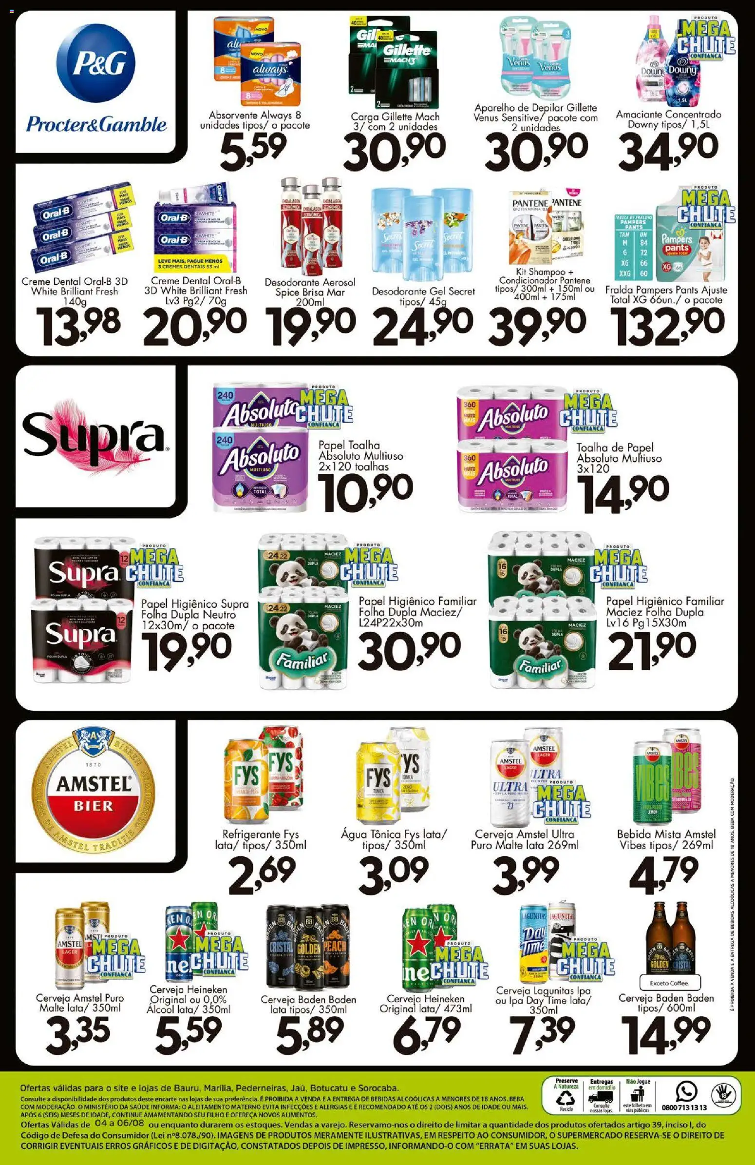 Confiança Folheto - válido de 04/08/2026 | Página: 9 | Produtos: Pampers, Desodorante, Cerveja Heineken, Creme