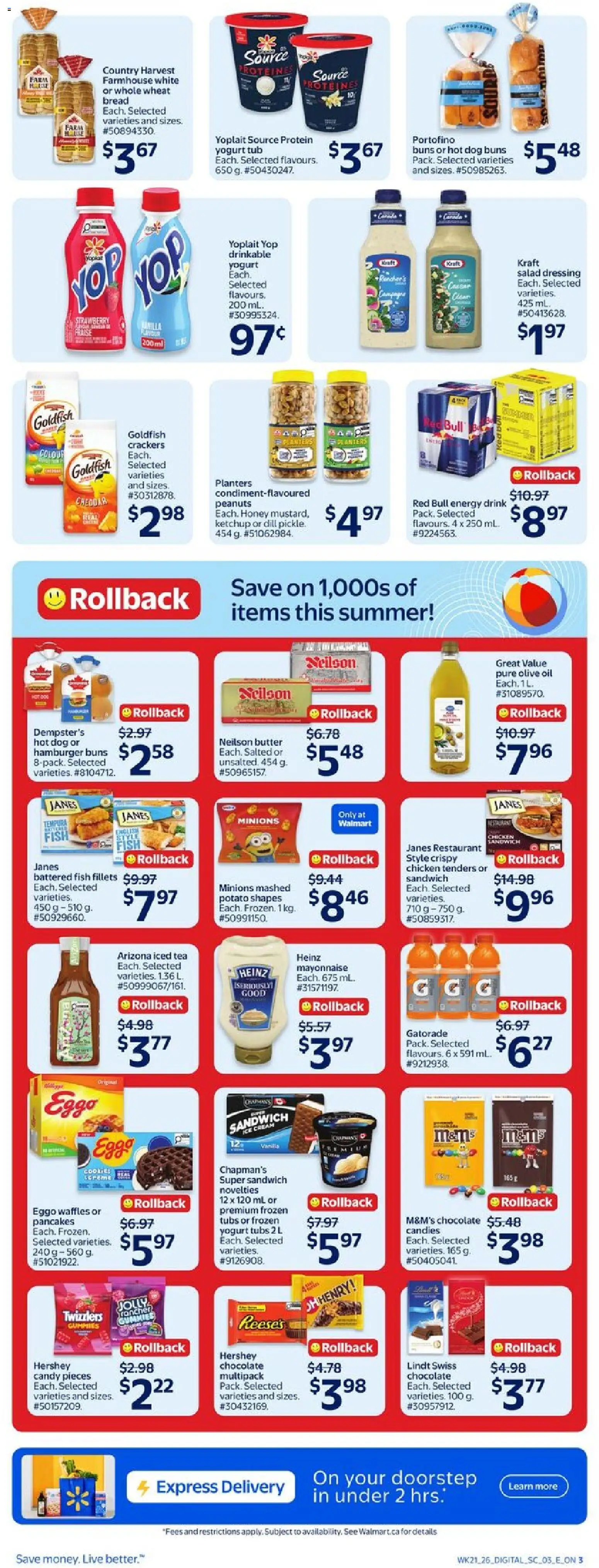 Walmart flyer valid from 18.06.2026 | Page: 5 | Products: Cookies, Salad, Oil, Bread