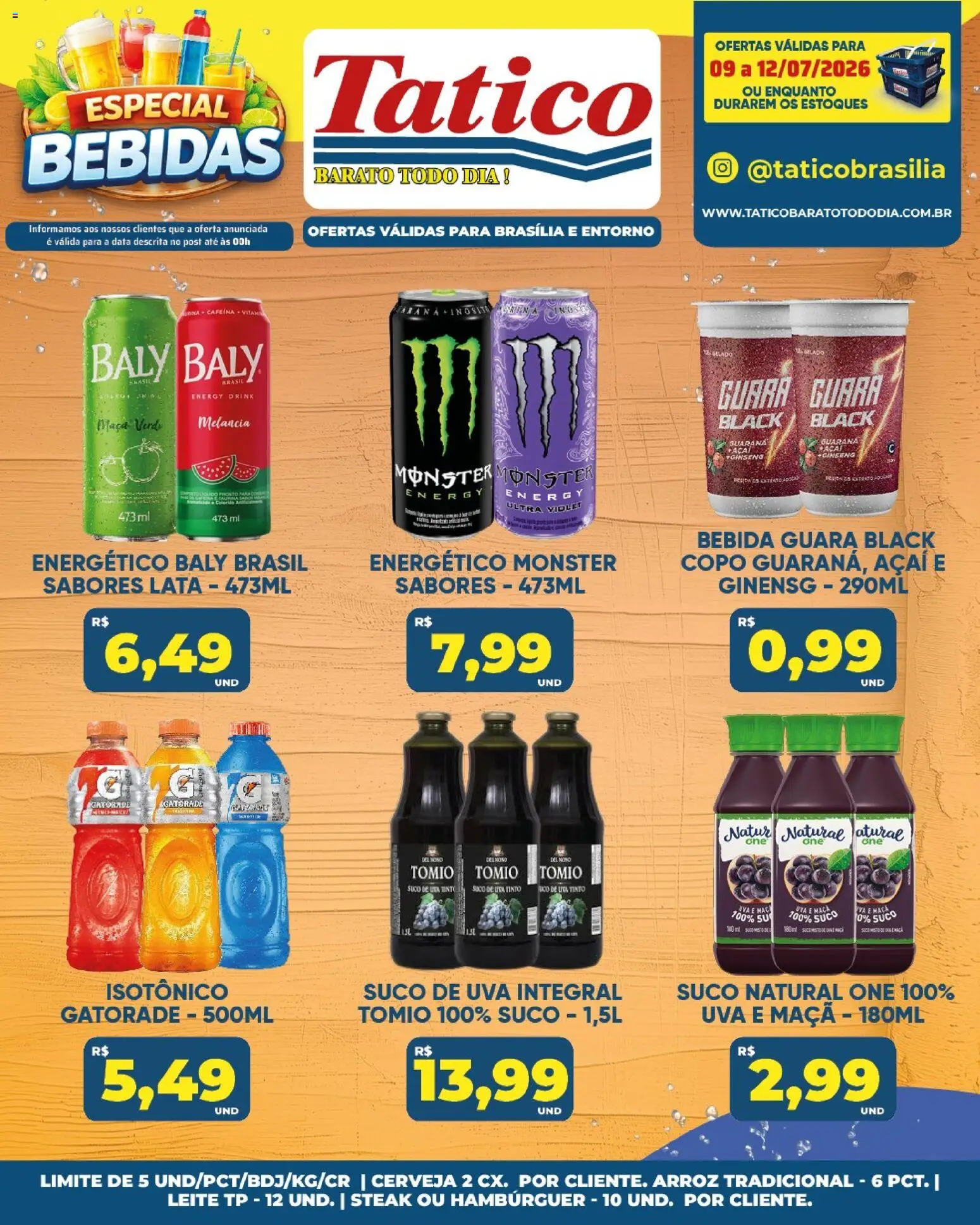 Tatico Folheto - válido de 09/07/2026 | Página: 26 | Produtos: Arroz, Bebida, Monster, Isotônico