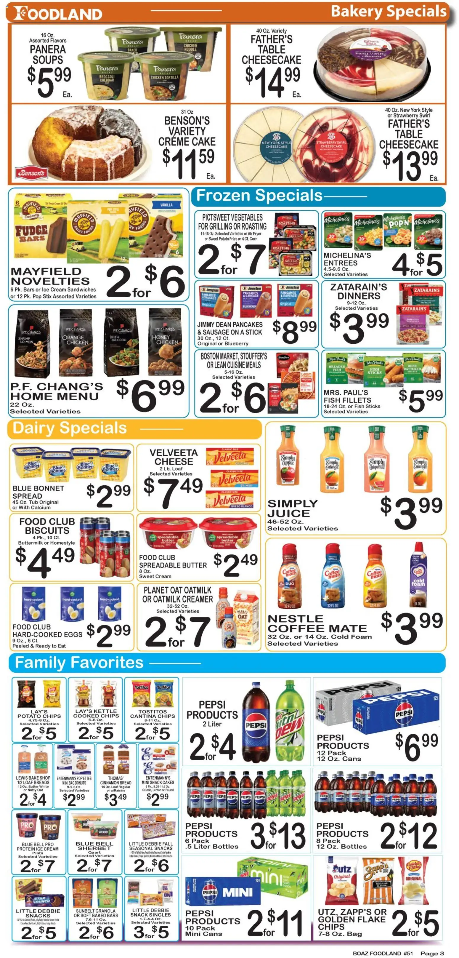 Foodland Weekly Ad - valid from 09/29/2026 | Page: 3 | Products: Fryer, Corn, Fish sticks, Cheese