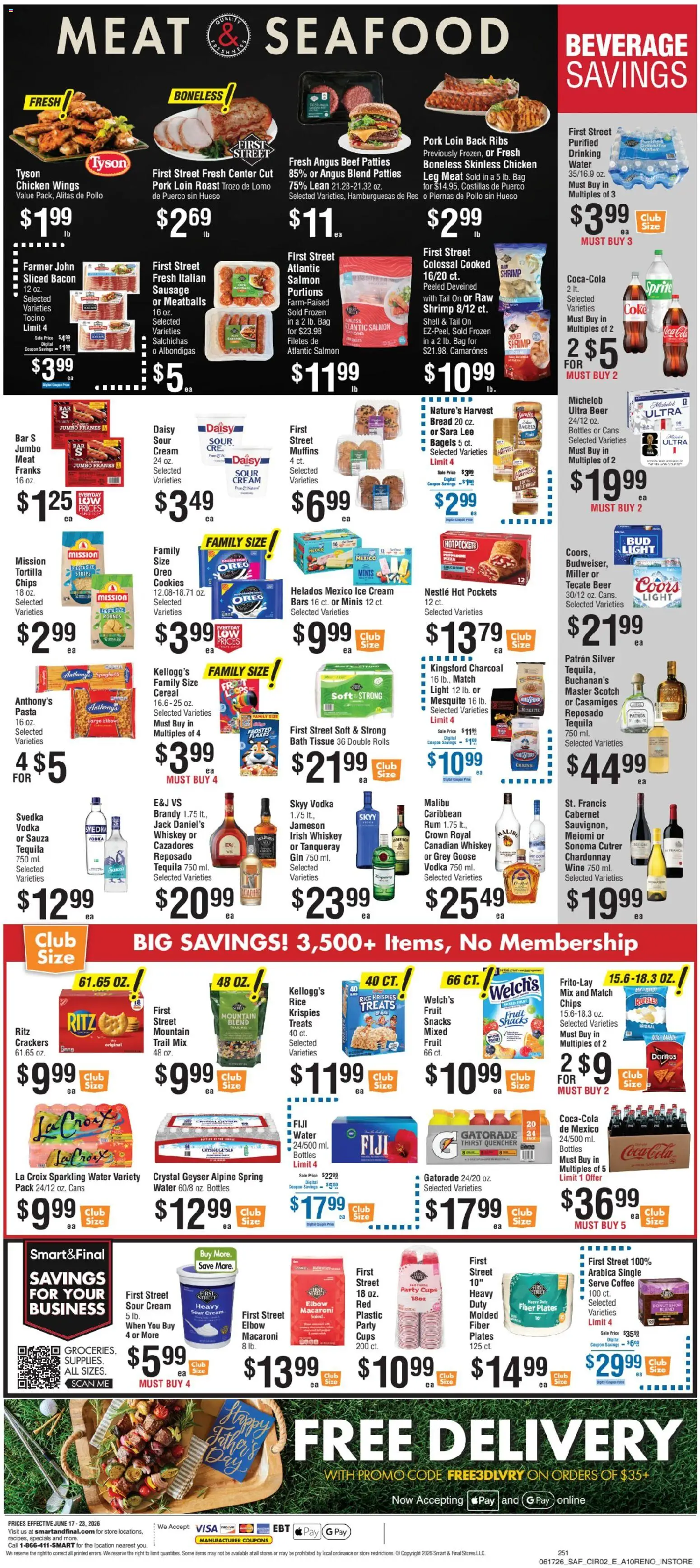 Smart & Final Weekly Ad - valid from 17.06.2026 | Page: 3 | Products: Chips, Cream, Seafood, Bag