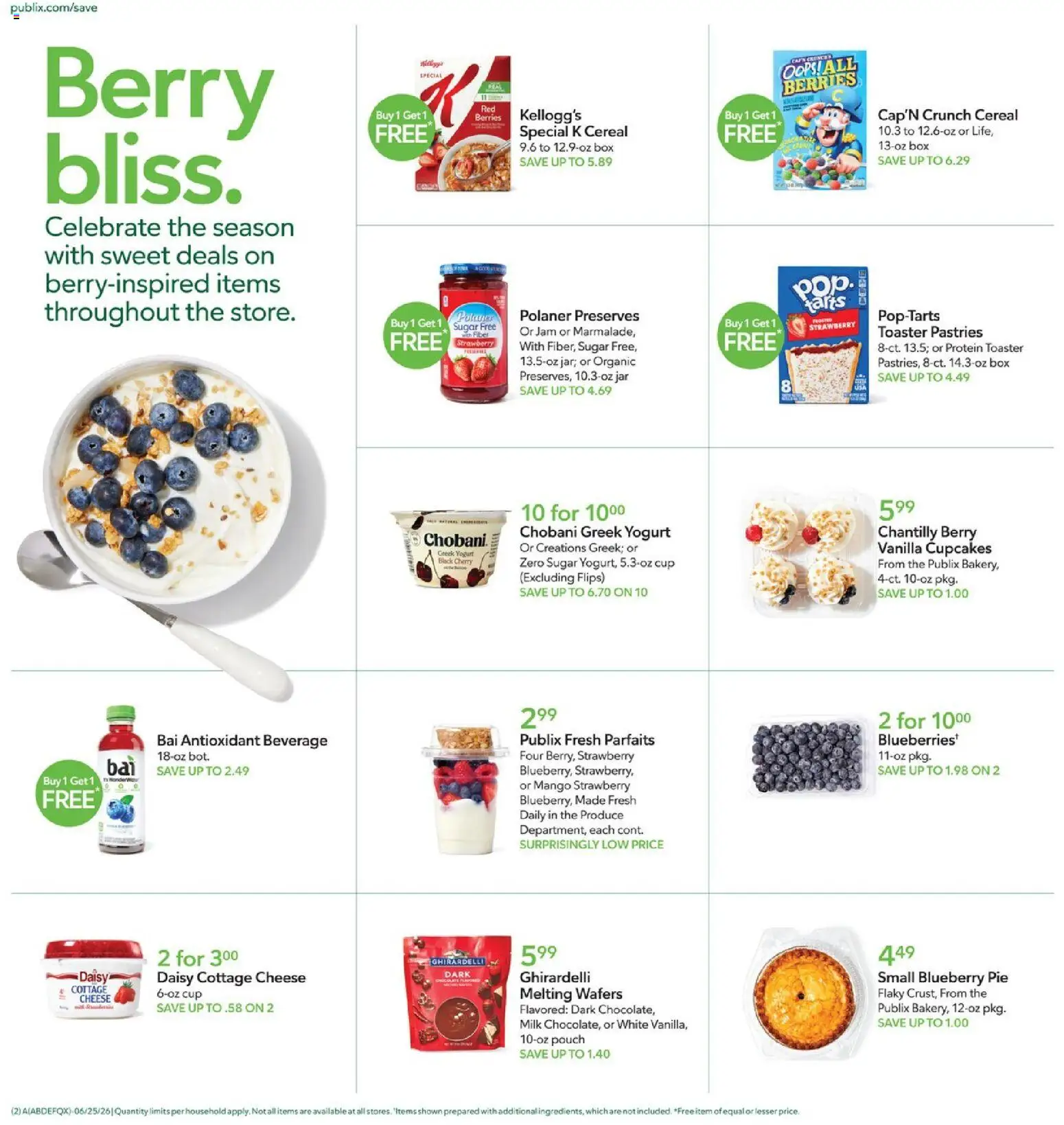 Publix Weekly Ad - valid from 06/24/2026 | Page: 2 | Products: Toaster, Cheese, Cottage cheese, Sugar