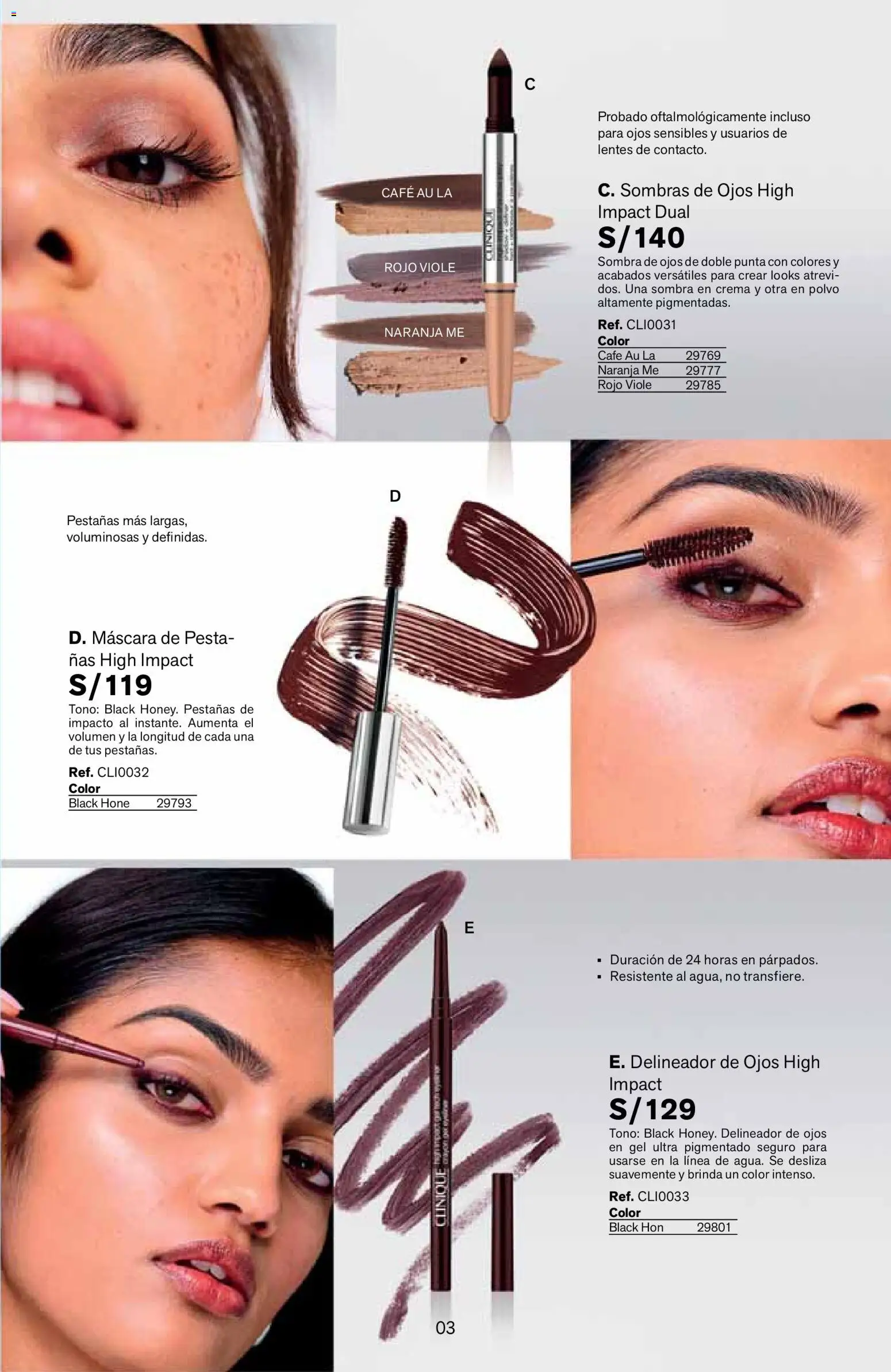 Catálogo Leonisa válido desde 27.04.2026 | Página: 3 | Productos: Máscara, Delineador, Café, Crema