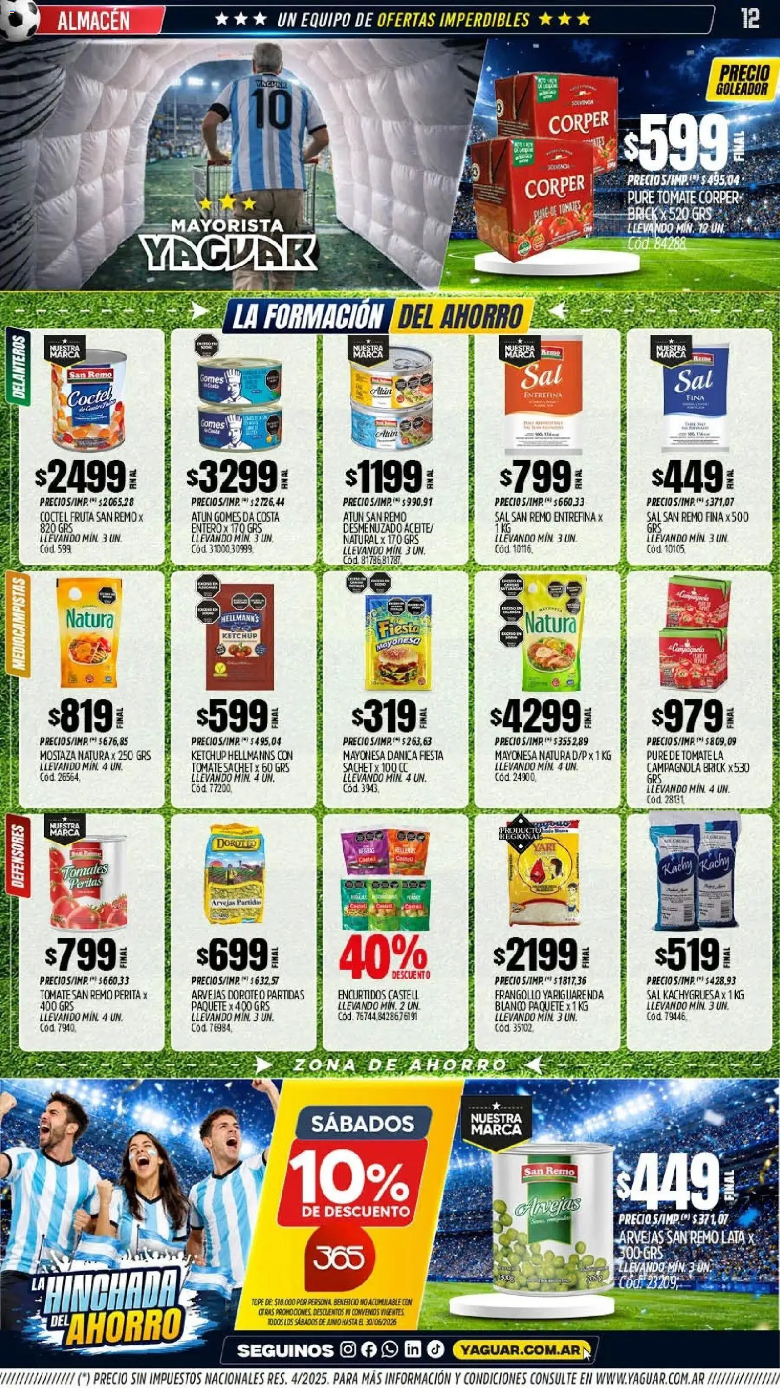 Yaguar - Oferta Semanal Jujuy │ válido desde el 08.06.2026 | Página: 12 | Productos: Mostaza, Sal, Atún, Tomates