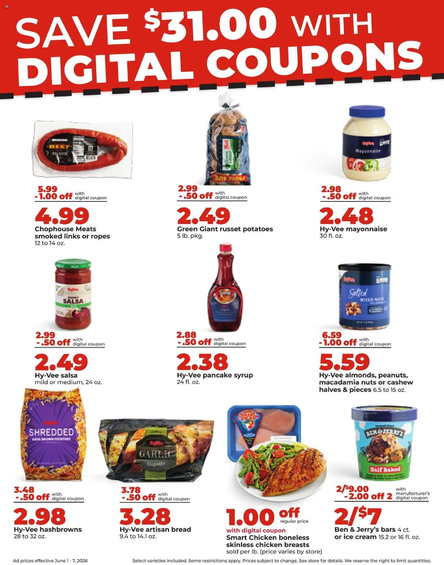 HyVee Weekly Ad - valid from 01.06.2026 | Page: 7 | Products: Bread, Ice cream, Potatoes, Garlic