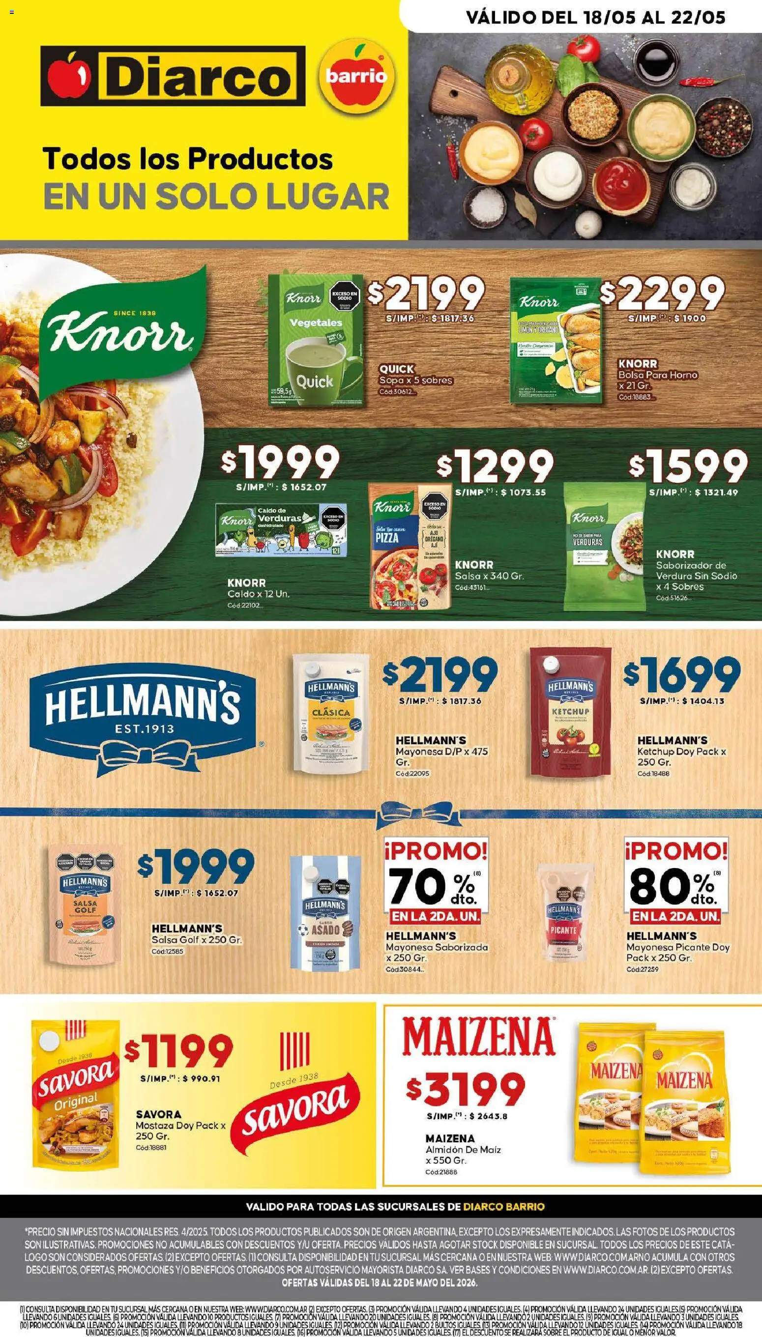 Diarco - Especial Almacen │ válido desde el 18.05.2026 | Página: 1 | Productos: Ketchup, Mostaza, Sopa, Salsa Golf