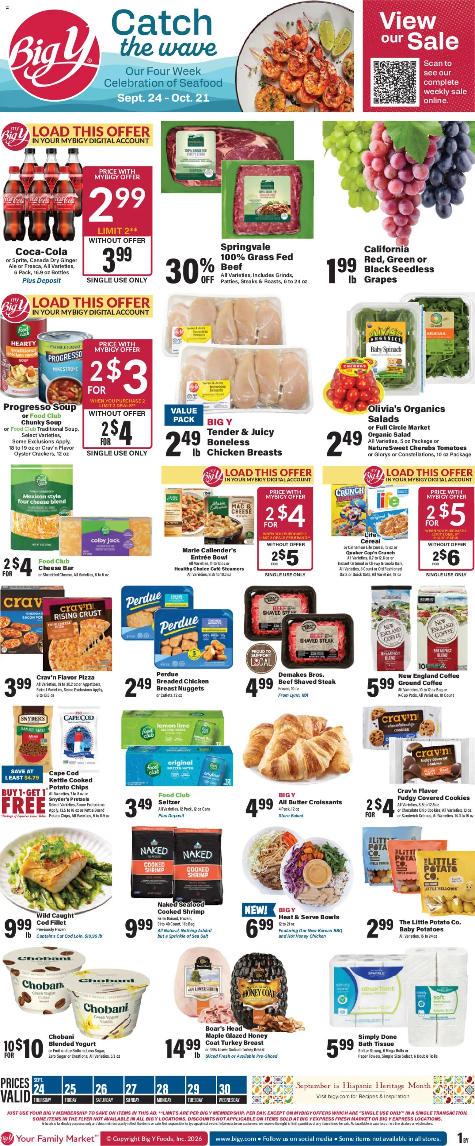 Big Y Weekly Ad - valid from 09/24/2026 | Page: 1 | Products: Turkey breast, Yogurt, Potatoes, Croissants