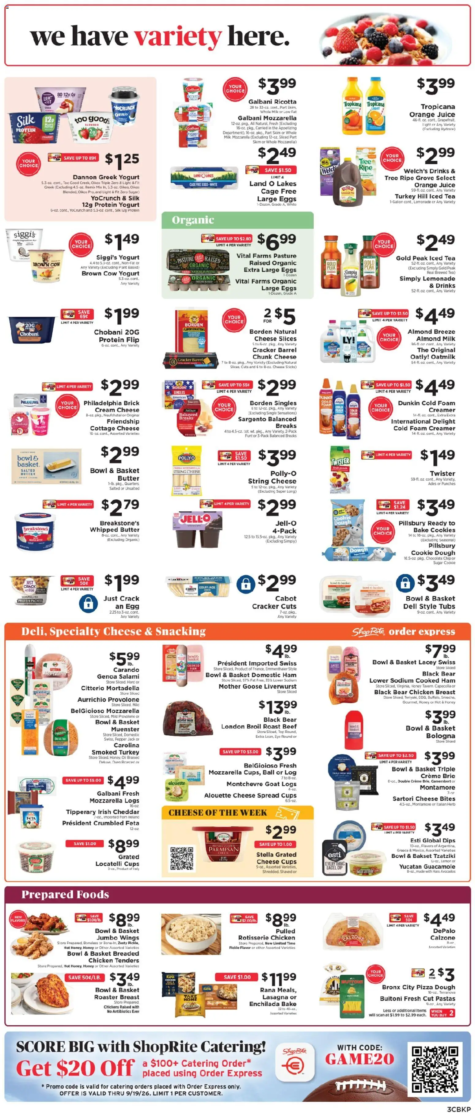 ShopRite Weekly Ad - valid from 09/13/2026 | Page: 4 | Products: Milk, Sugar, Lemonade, Iced tea