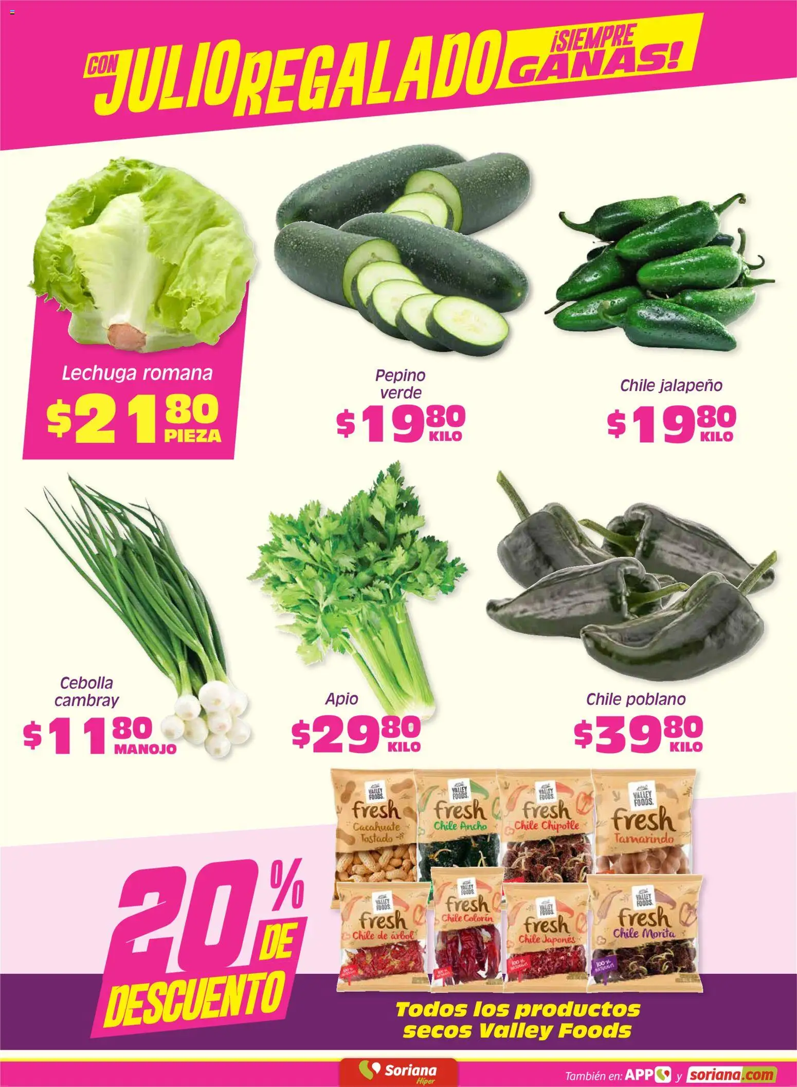 Nuevas ofertas de Soriana válidas en toda la República Mexicana desde el 03/07/2026. ¡Encuentra las mejores ofertas en Soriana Fin de Semana Híper: Chih, Delicias, Dur y Coah (excepto Saltillo)! | Página: 2 | Productos: Cebolla, Cacahuate, Apio, Lechuga
