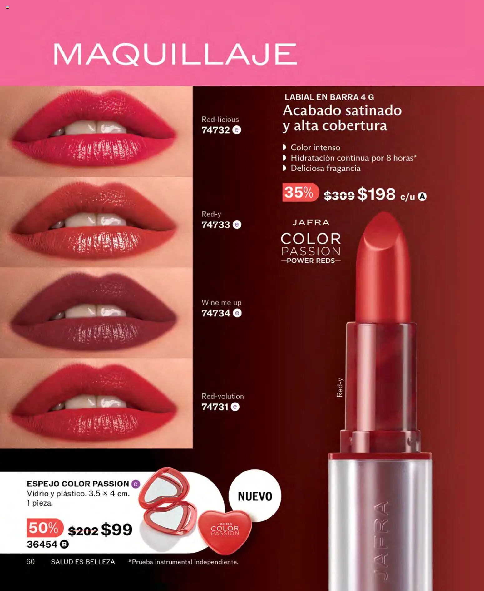 Nuevas ofertas de JAFRA válidas en toda la República Mexicana desde el 01.04.2026. ¡Encuentra las mejores ofertas en JAFRA catálogo! | Página: 60 | Productos: Barra, Espejo, Fragancia, Maquillaje