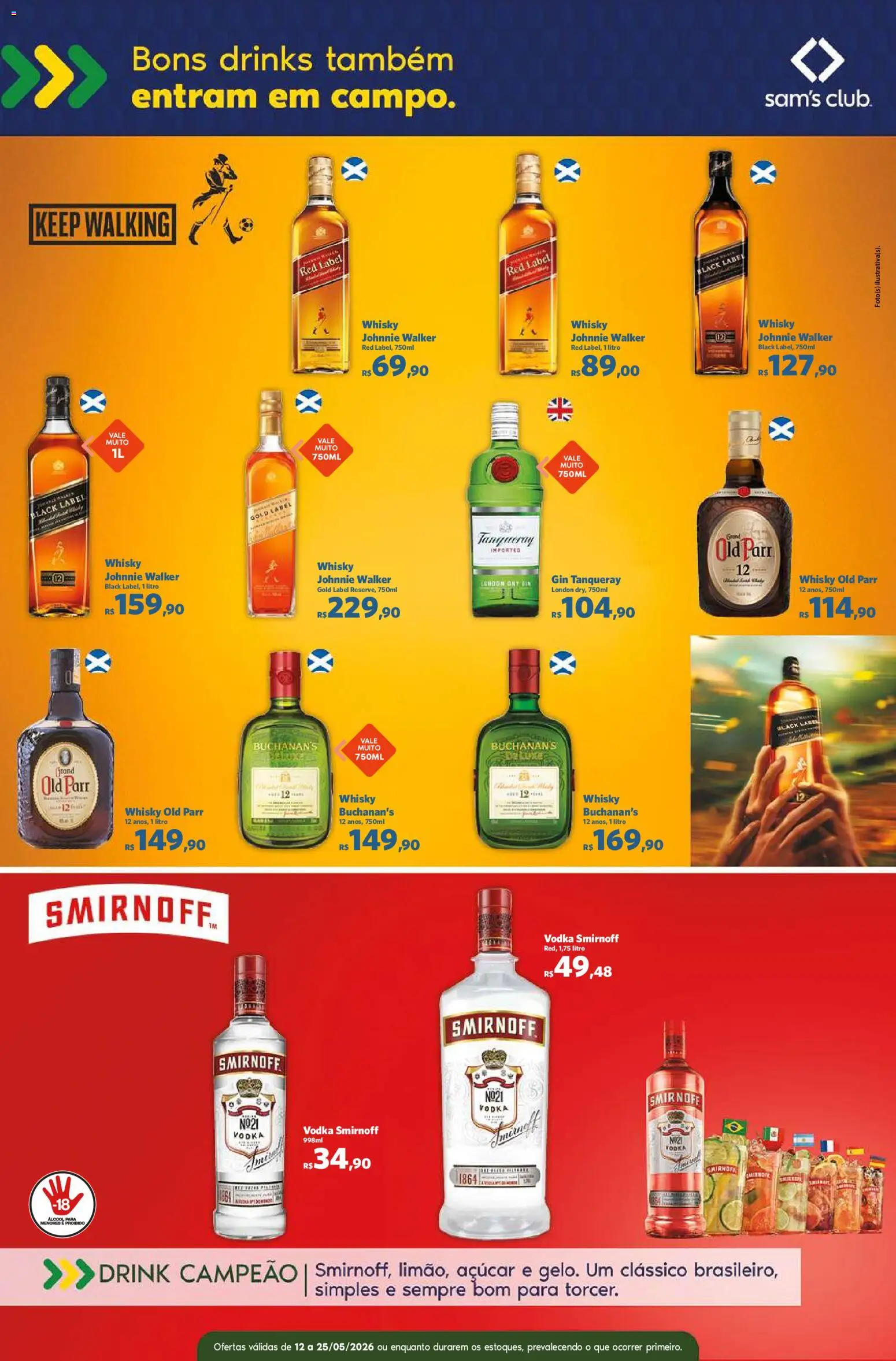 Sam's Club Folheto - válido de 12.05.2026 | Página: 13 | Produtos: Whisky, Gin, Vodka, Açúcar