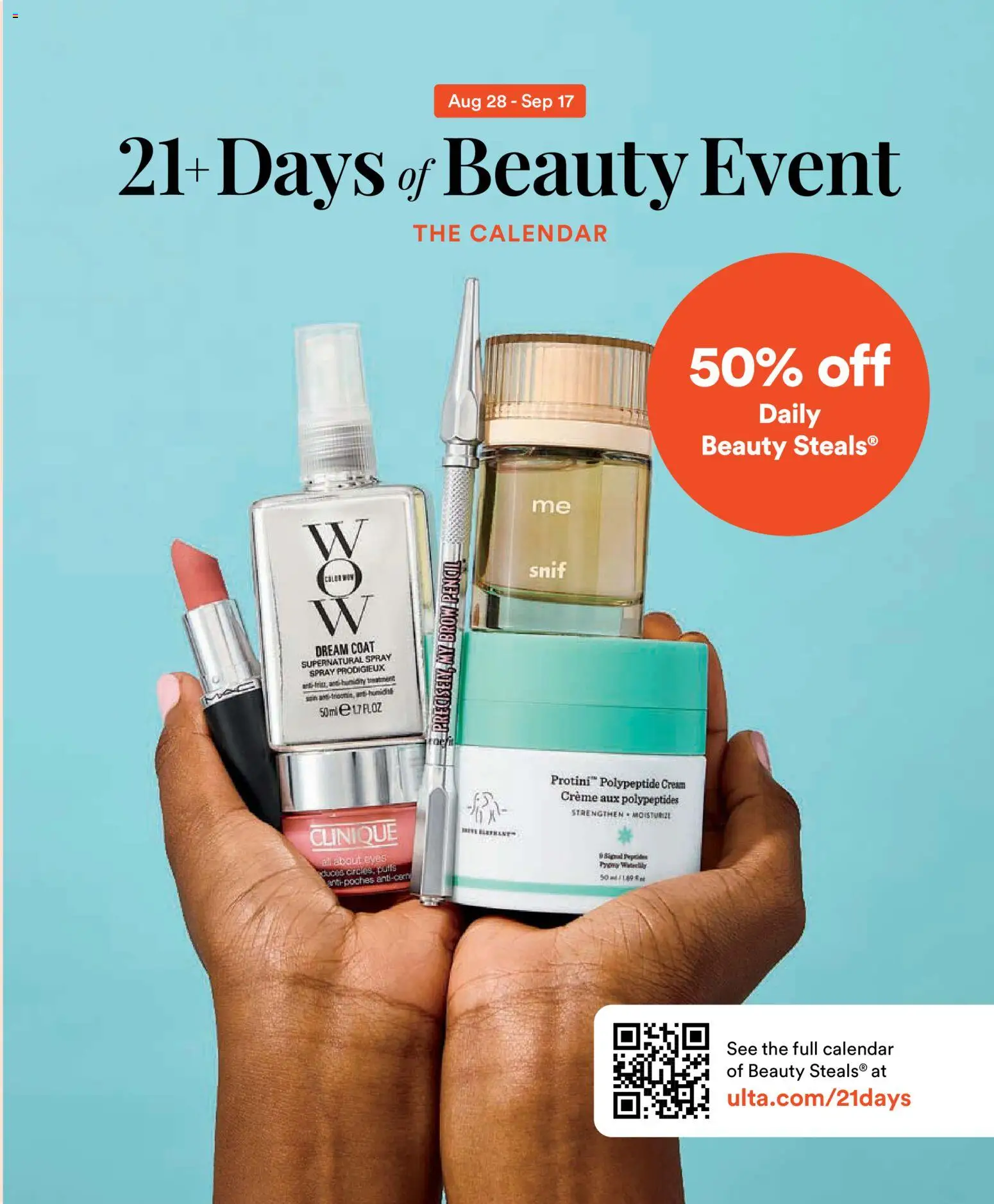 Ulta Beauty 21 Days of Beauty Calendar - valid from 08/28/2026 | Page: 1 | Products: Pencil, Cream, Coat