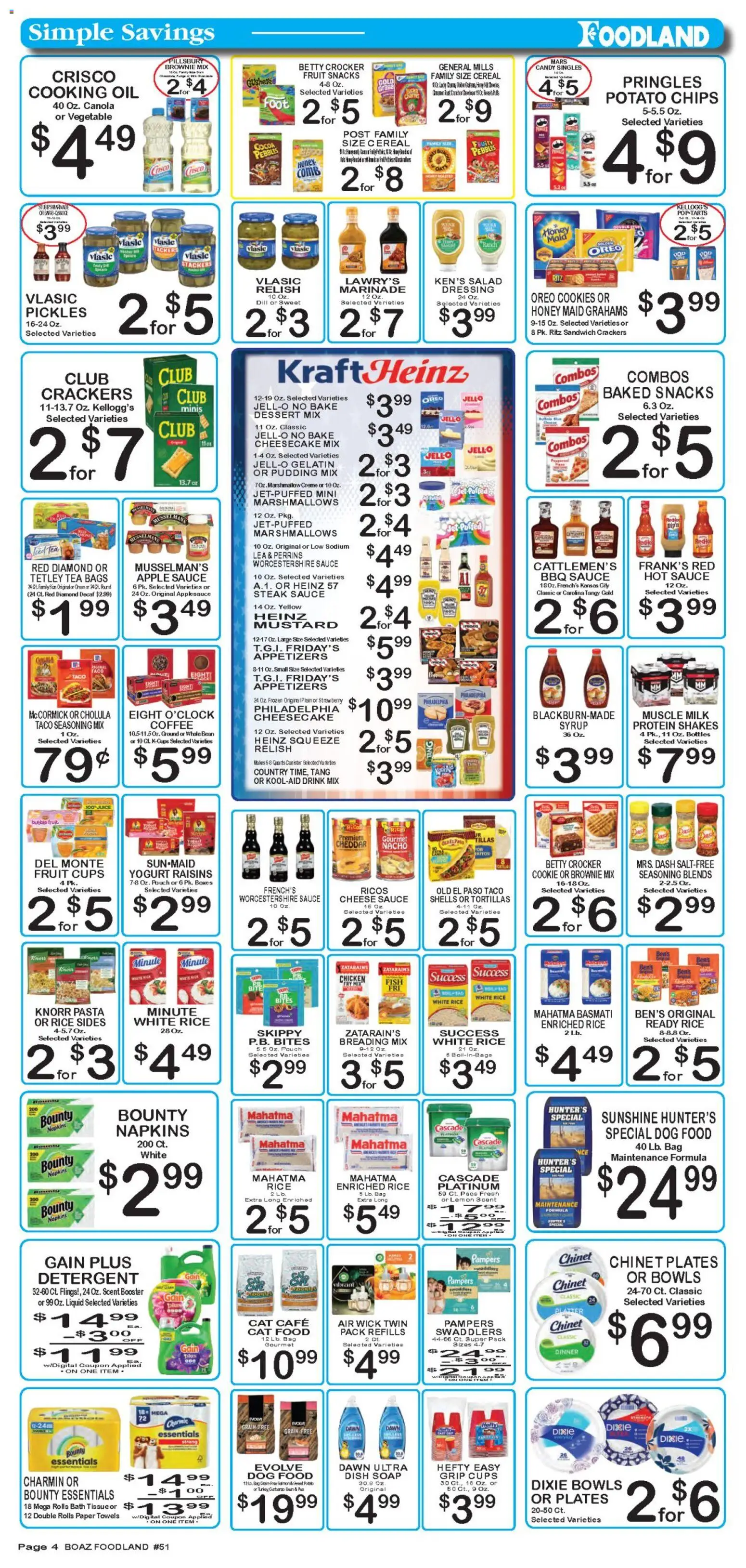 Foodland Weekly Ad - valid from 09/01/2026 | Page: 4 | Products: Cat Food, Potato chips, Dessert, Steak