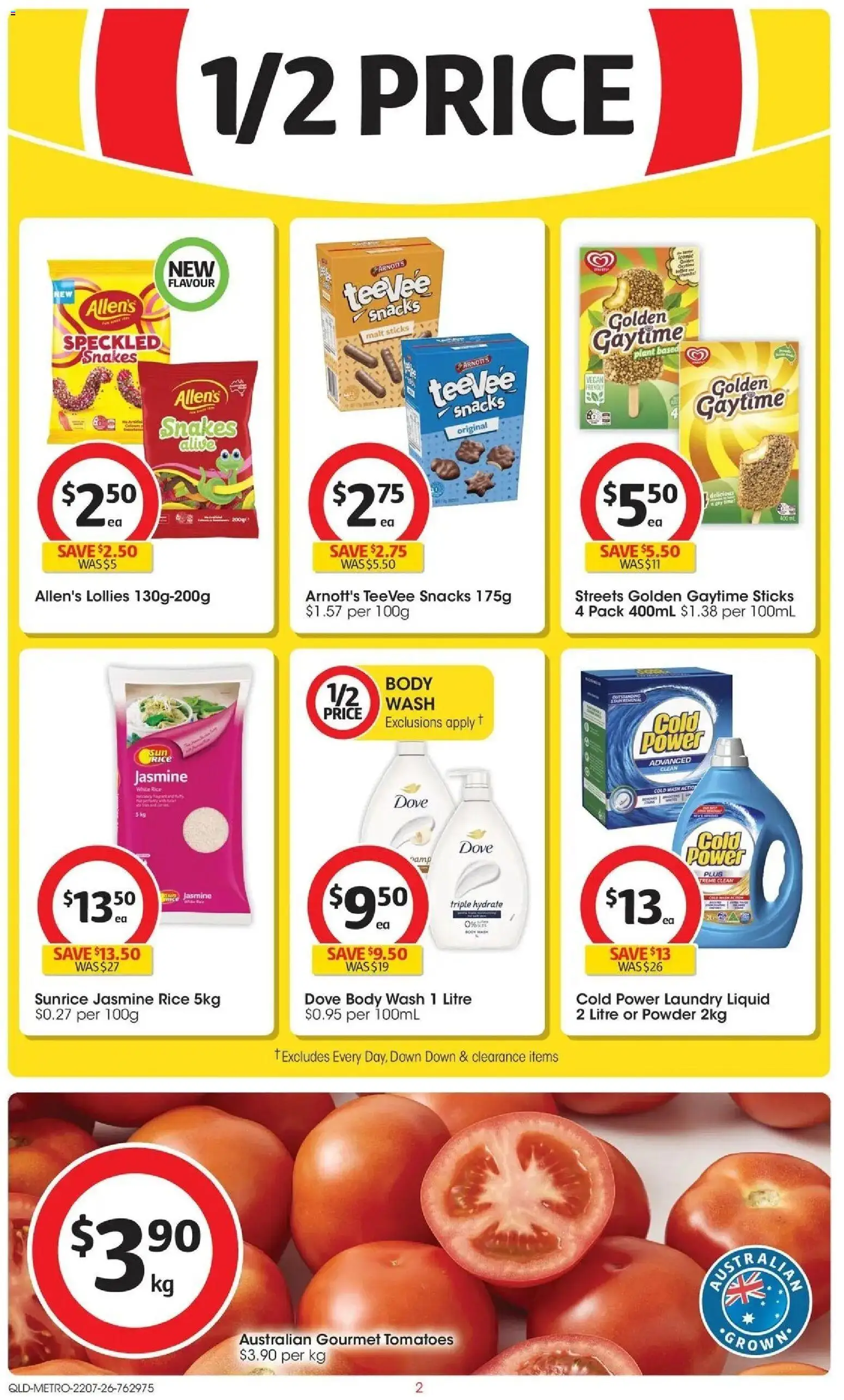 Coles catalogue - valid from 22/07/2026 | Page: 2 | Products: Powder, Rice, Lollies, Detergent