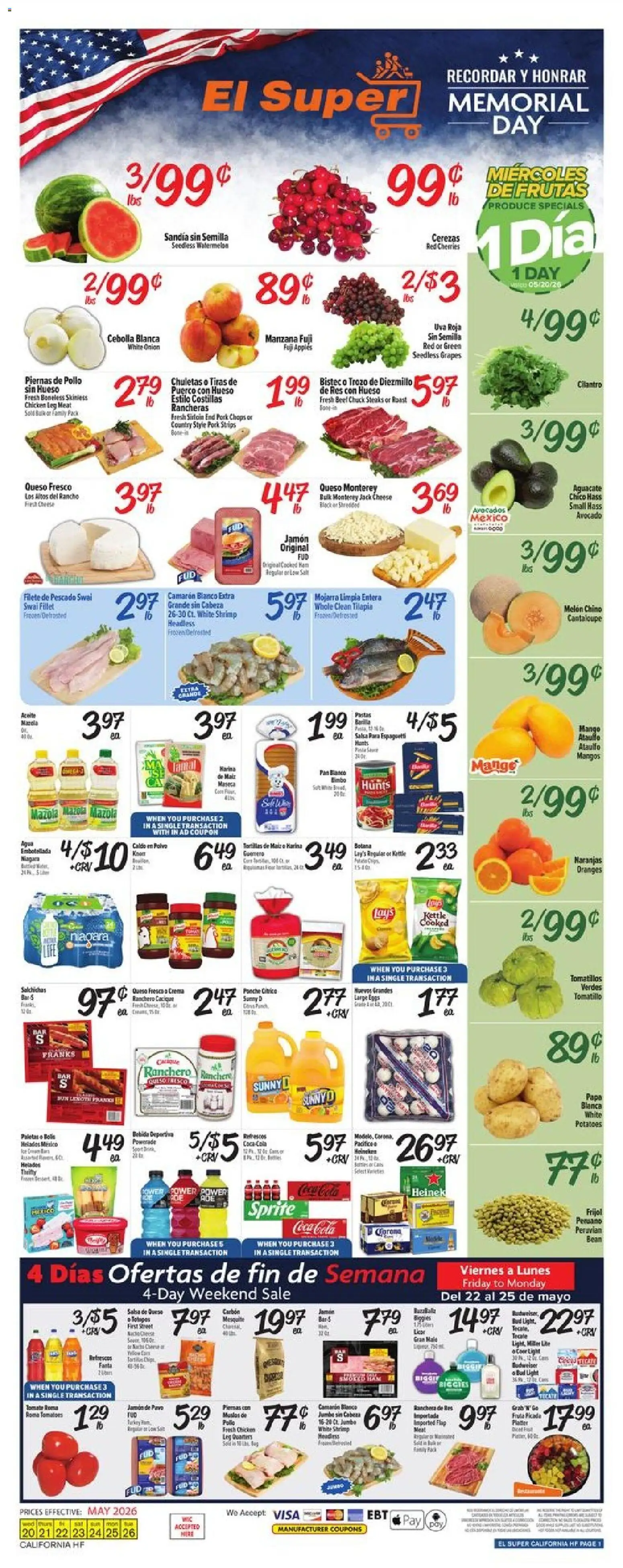 El Super Weekly Ad - CA - valid from 20.05.2026 | Page: 1 | Products: Eggs, Apples, Avocado, Mango