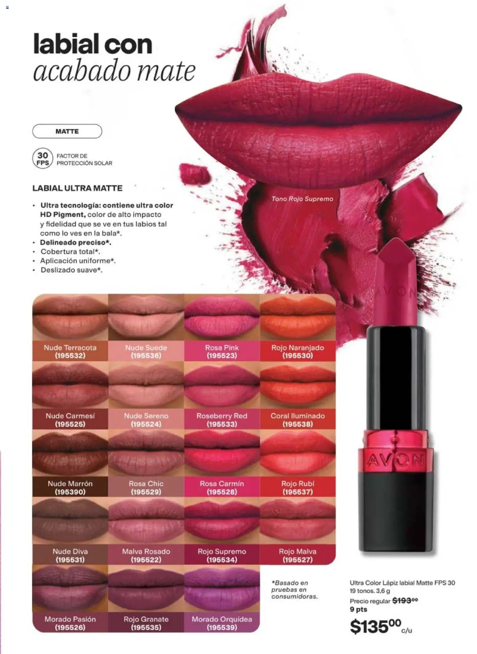 Nuevas ofertas de AVON válidas en toda la República Mexicana desde el 11/09/2026. ¡Encuentra las mejores ofertas en AVON campaña 14 2026! | Página: 29 | Productos: Orquídea, Mate, Lápiz labial