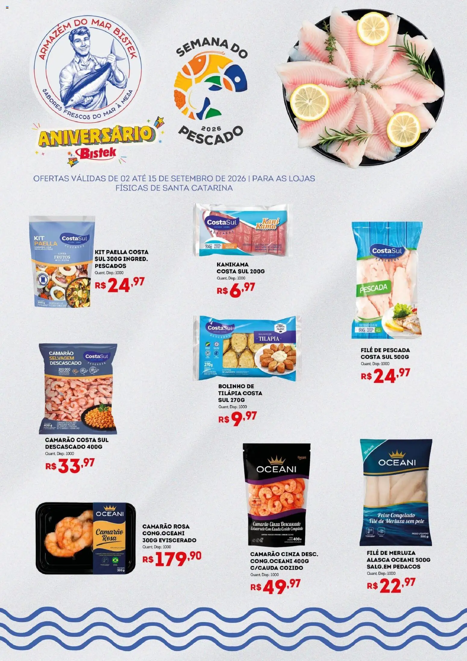 Bistek Supermercados Folheto - válido de 02/09/2026 | Página: 2 | Produtos: Mesa, Camarão, Lula, Peixe